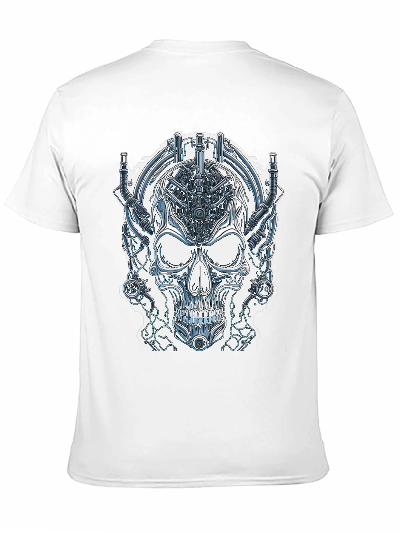 Cyberpunk Skull Graphic Tee - Edgy Sci-Fi Design