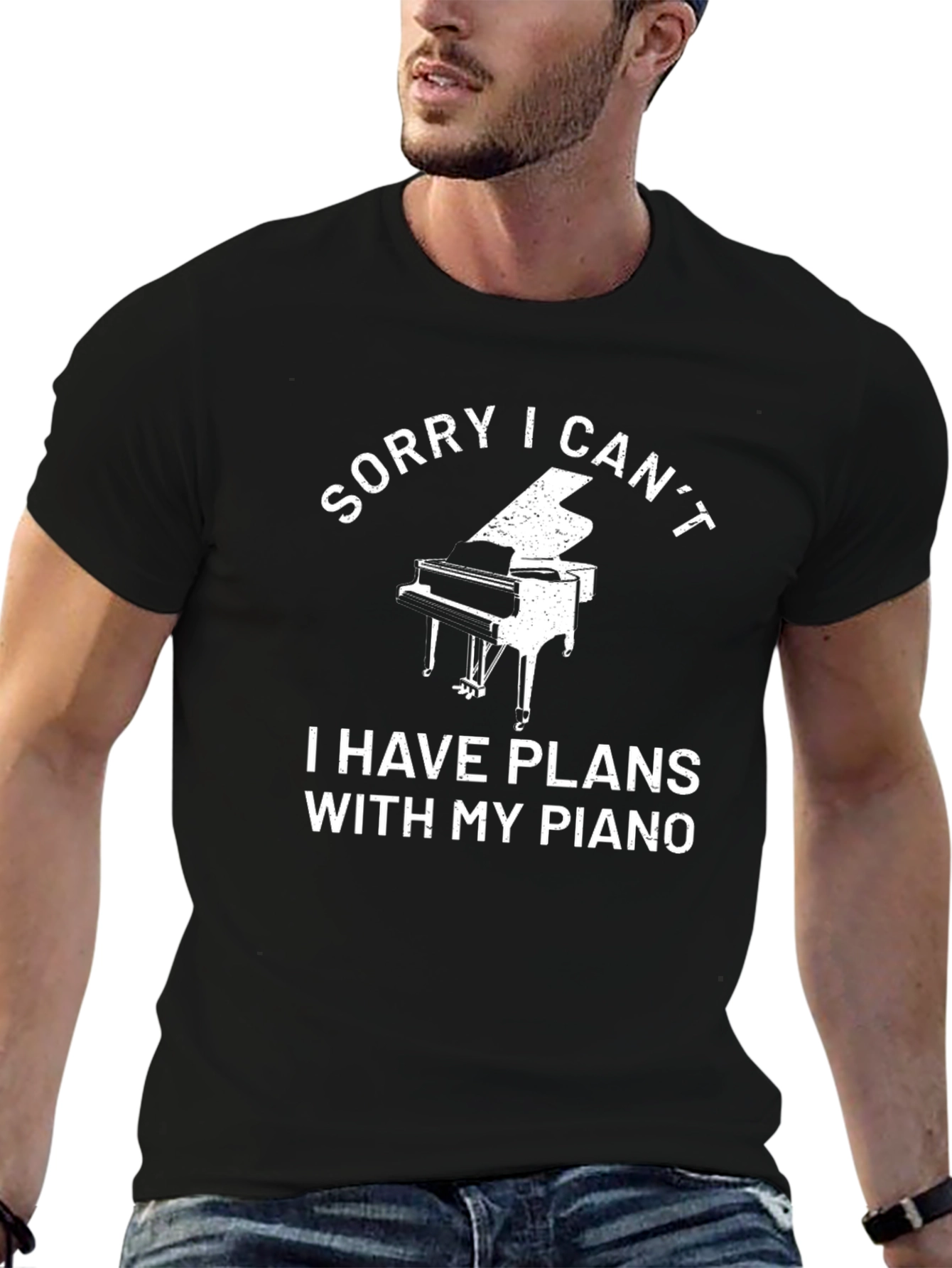 Funny Piano Player Black T-Shirt