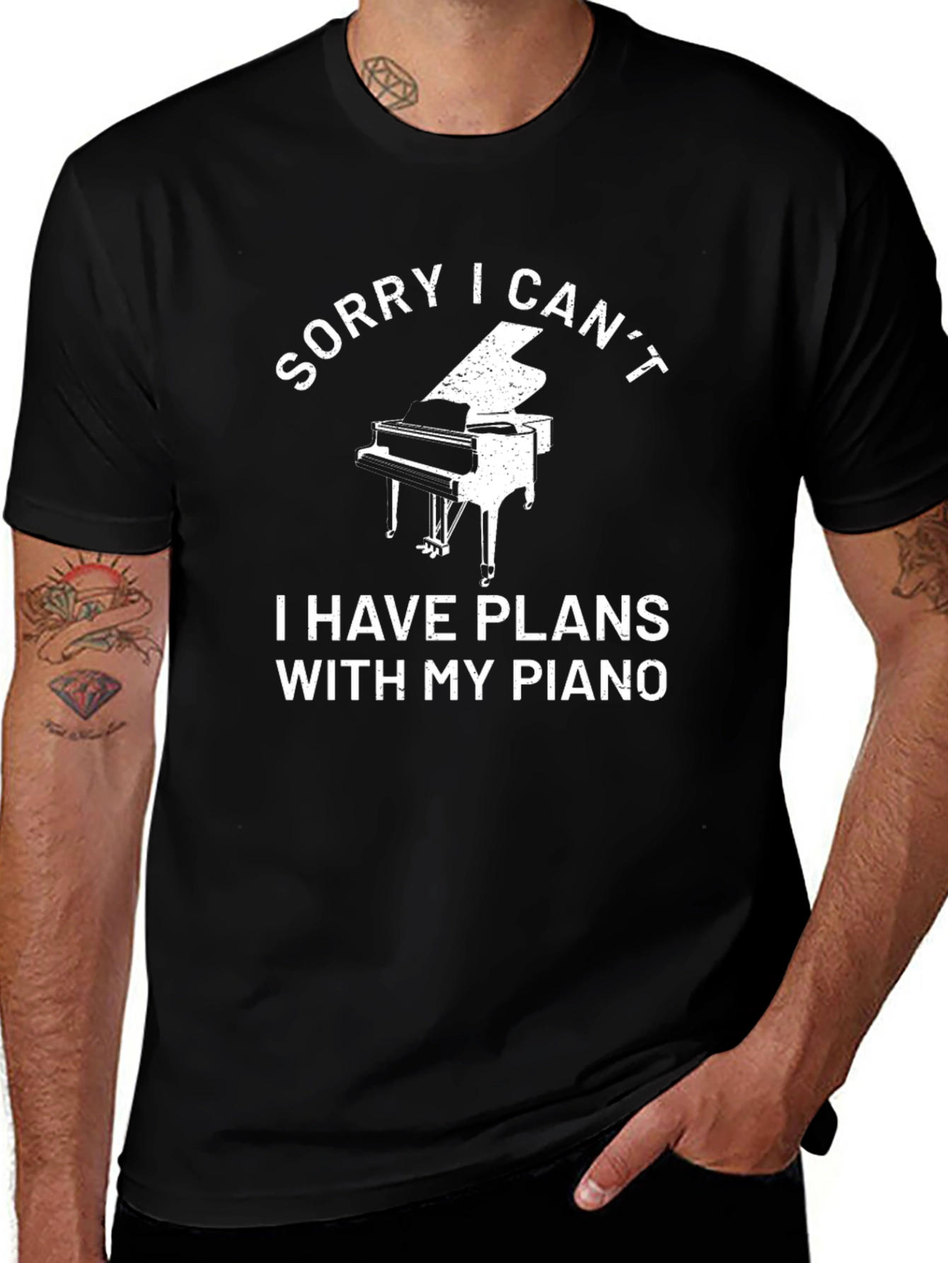 Funny Piano Player Black T-Shirt