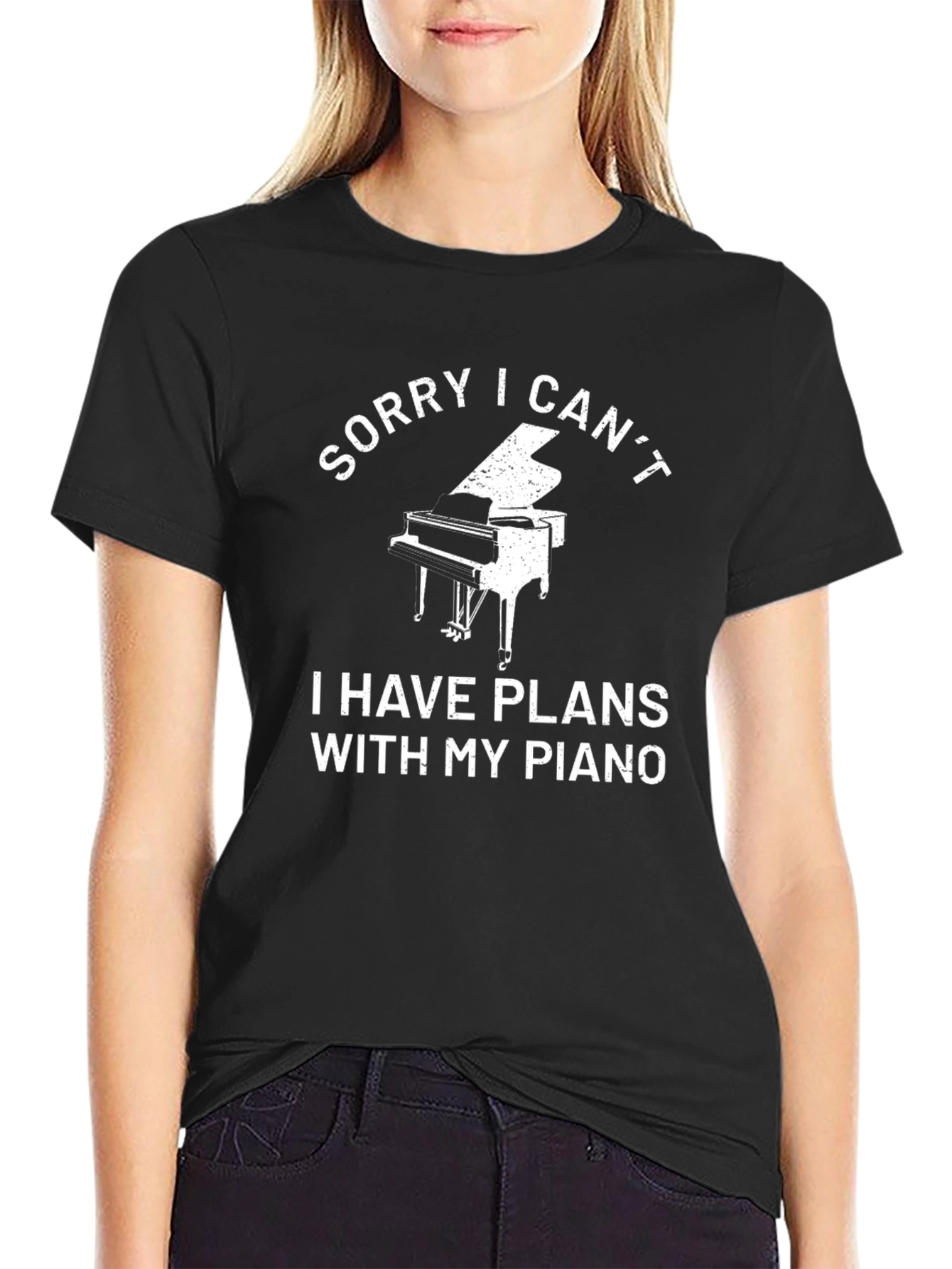 Funny Piano Player Black T-Shirt