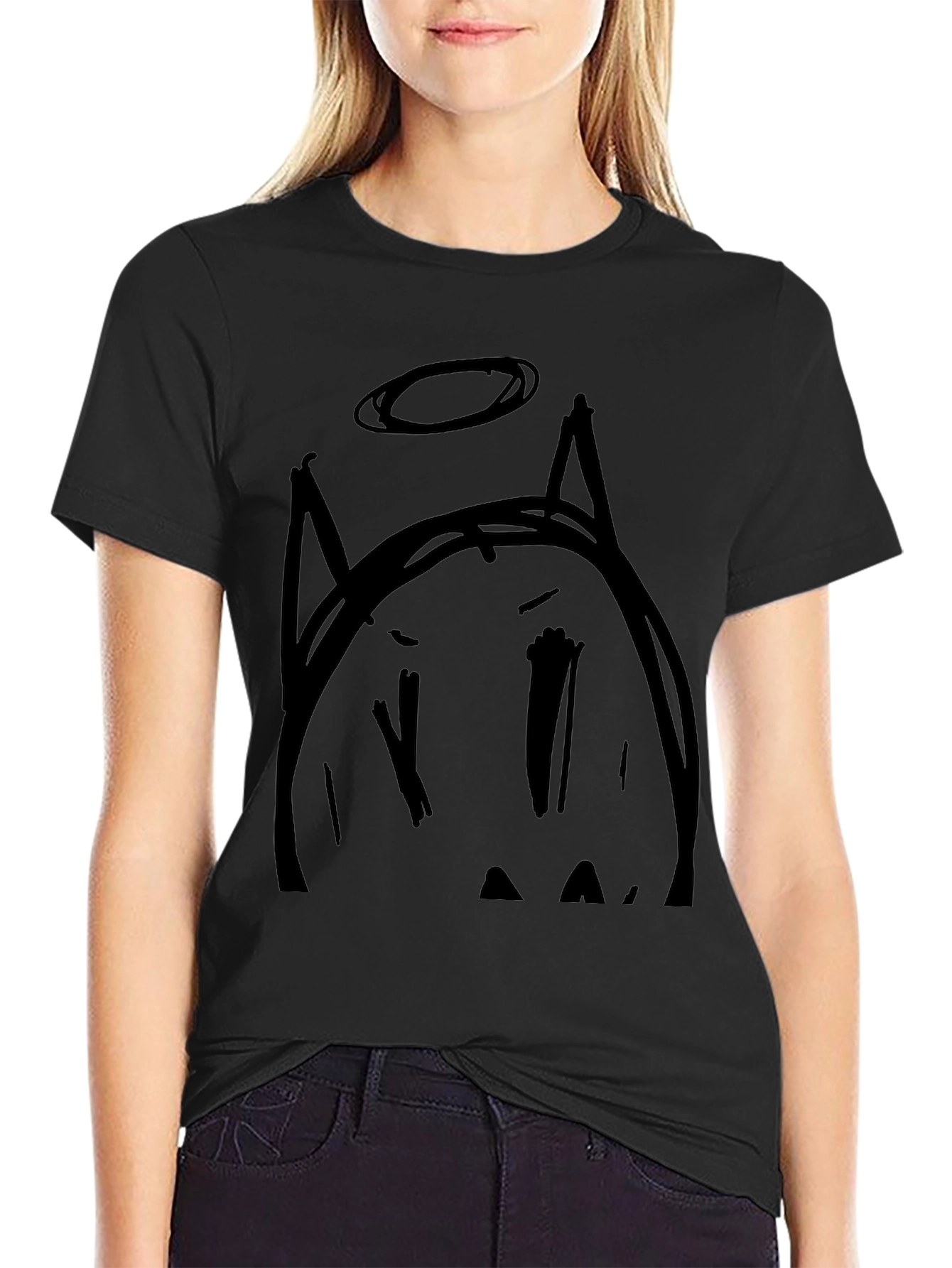 Devil Angel Graphic Tee - Black Cotton T-Shirt