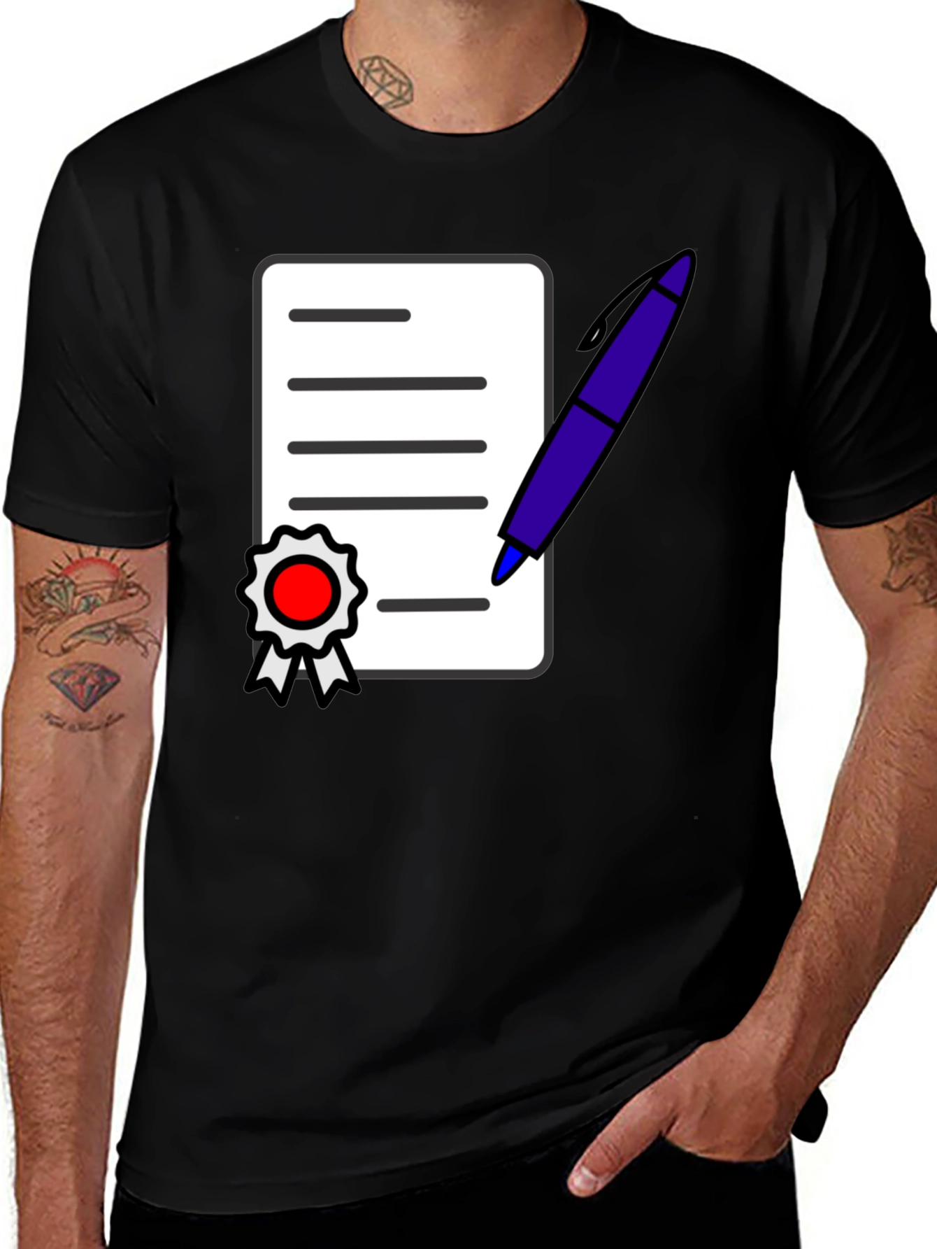 Black T-Shirt with Graphic Contract Design