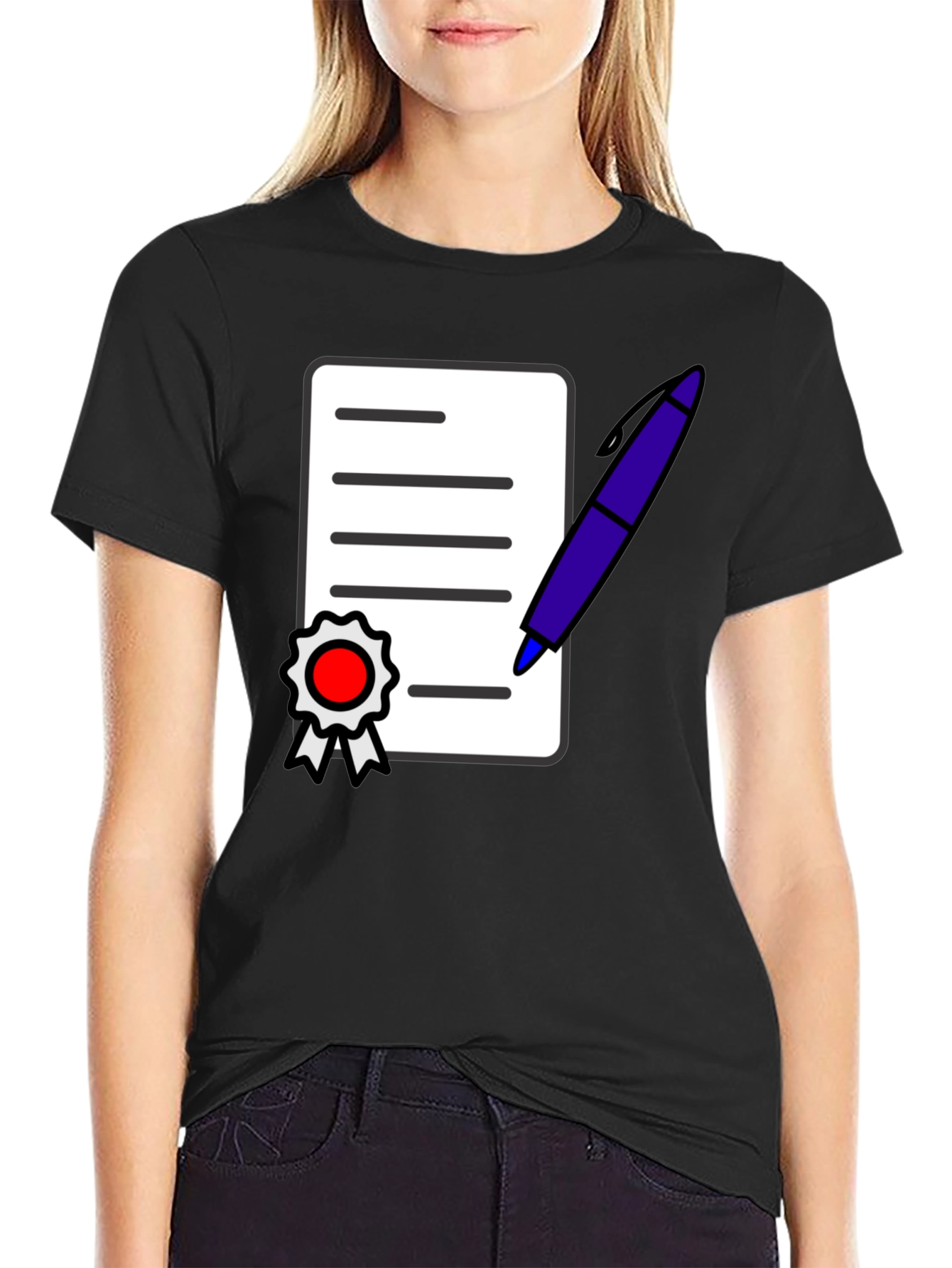 Black T-Shirt with Graphic Contract Design