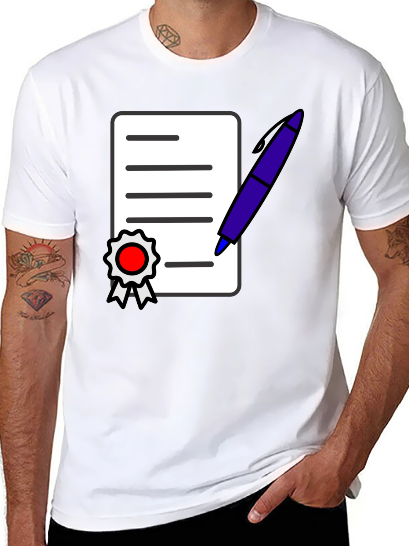 Black T-Shirt with Graphic Contract Design