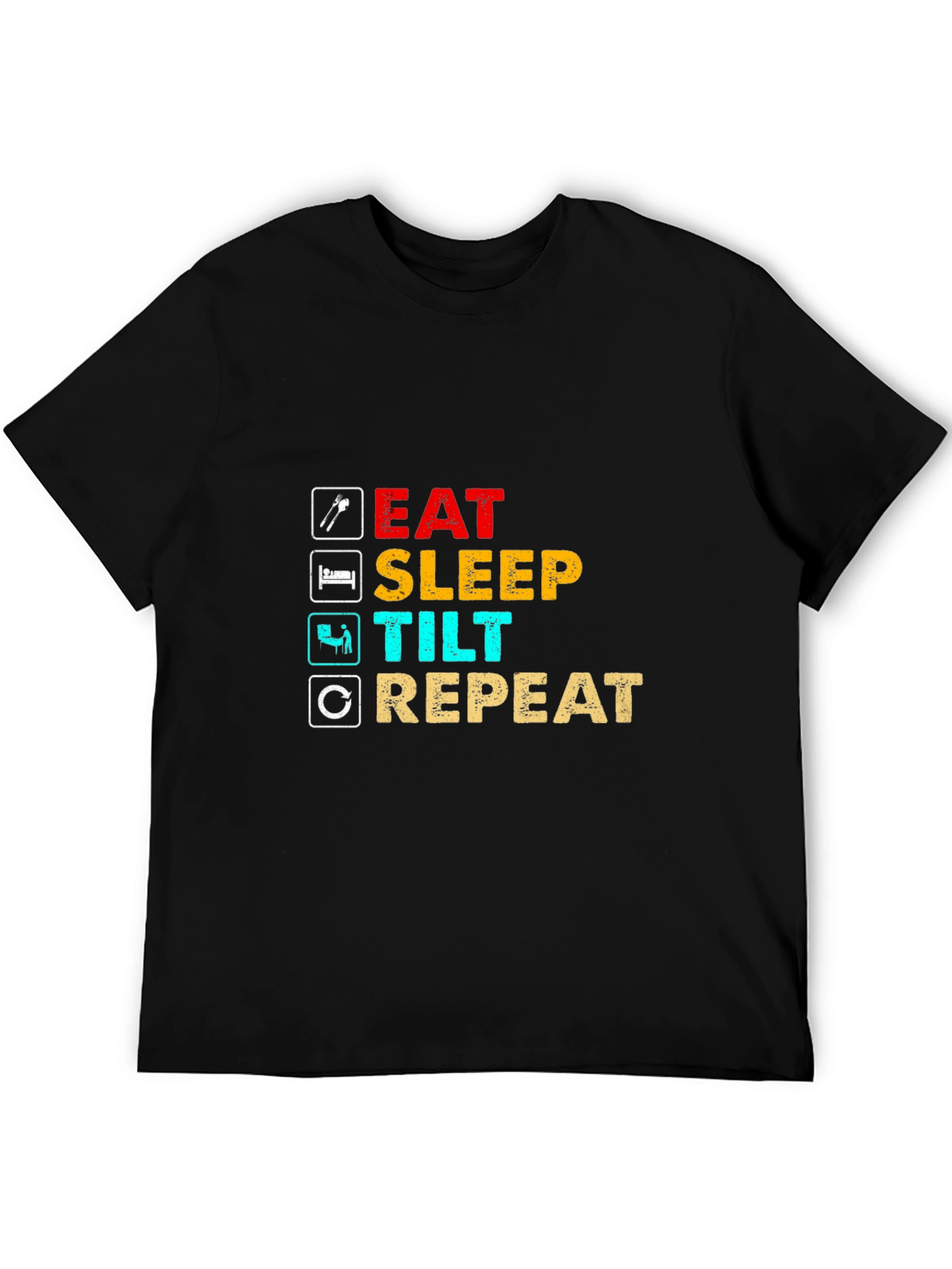 Eat Sleep Tilt Repeat Black Graphic Tee