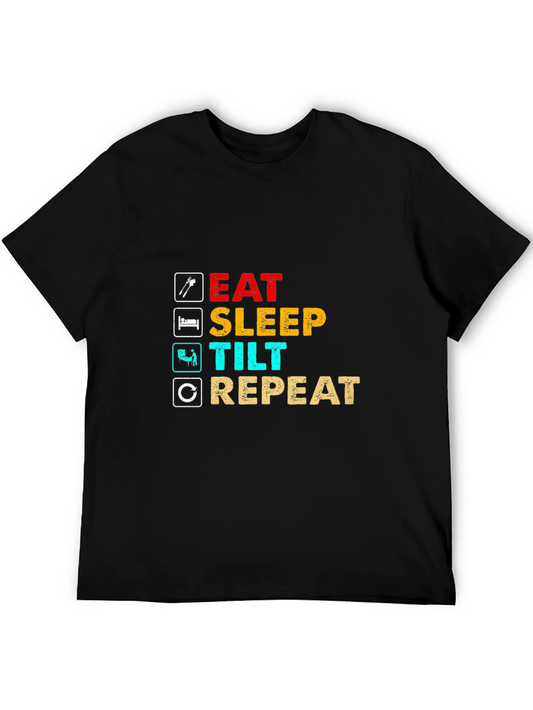 Eat Sleep Tilt Repeat Black Graphic Tee