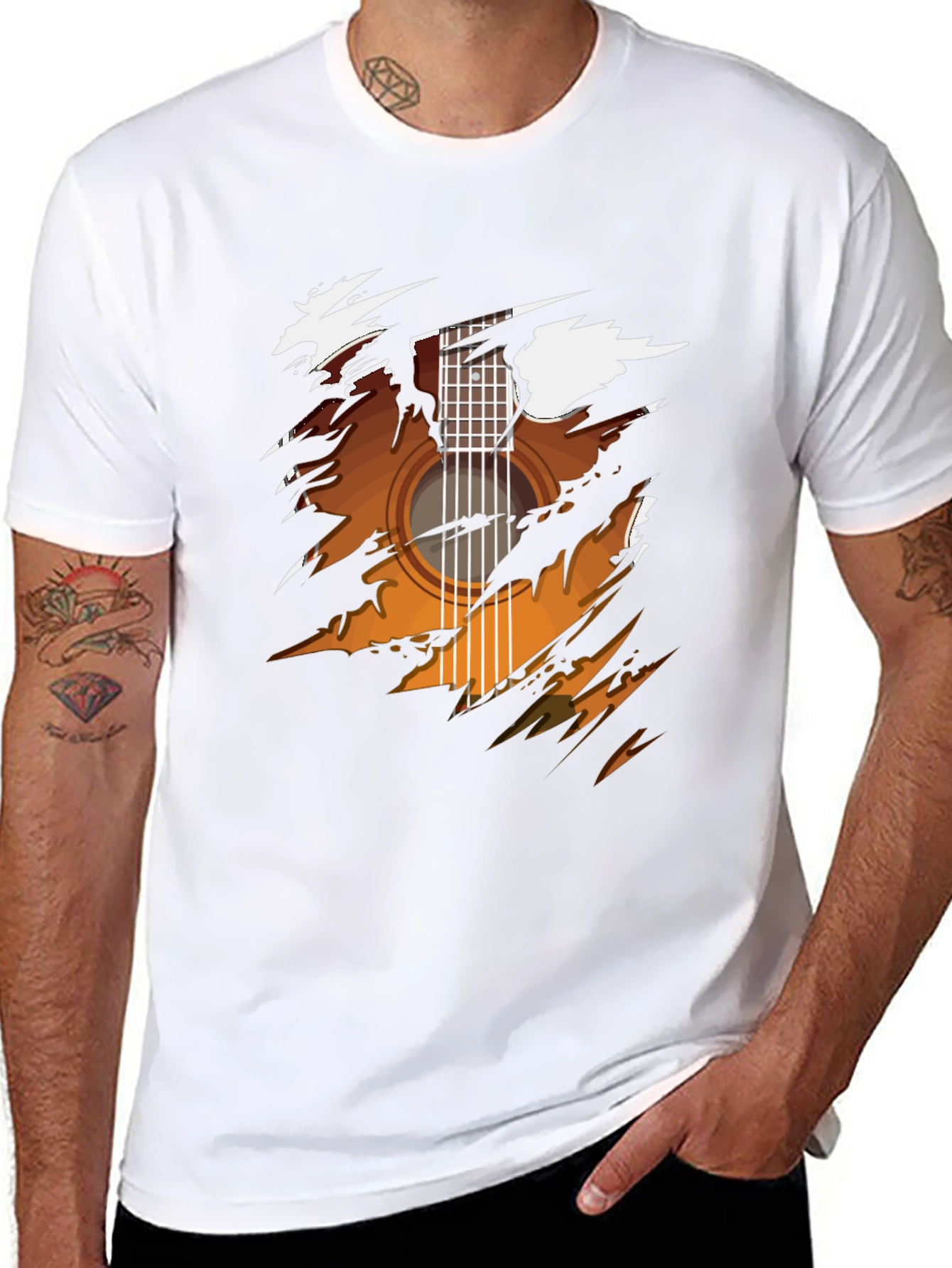 Guitar Graphic Black T-Shirt - Music Lover Tee