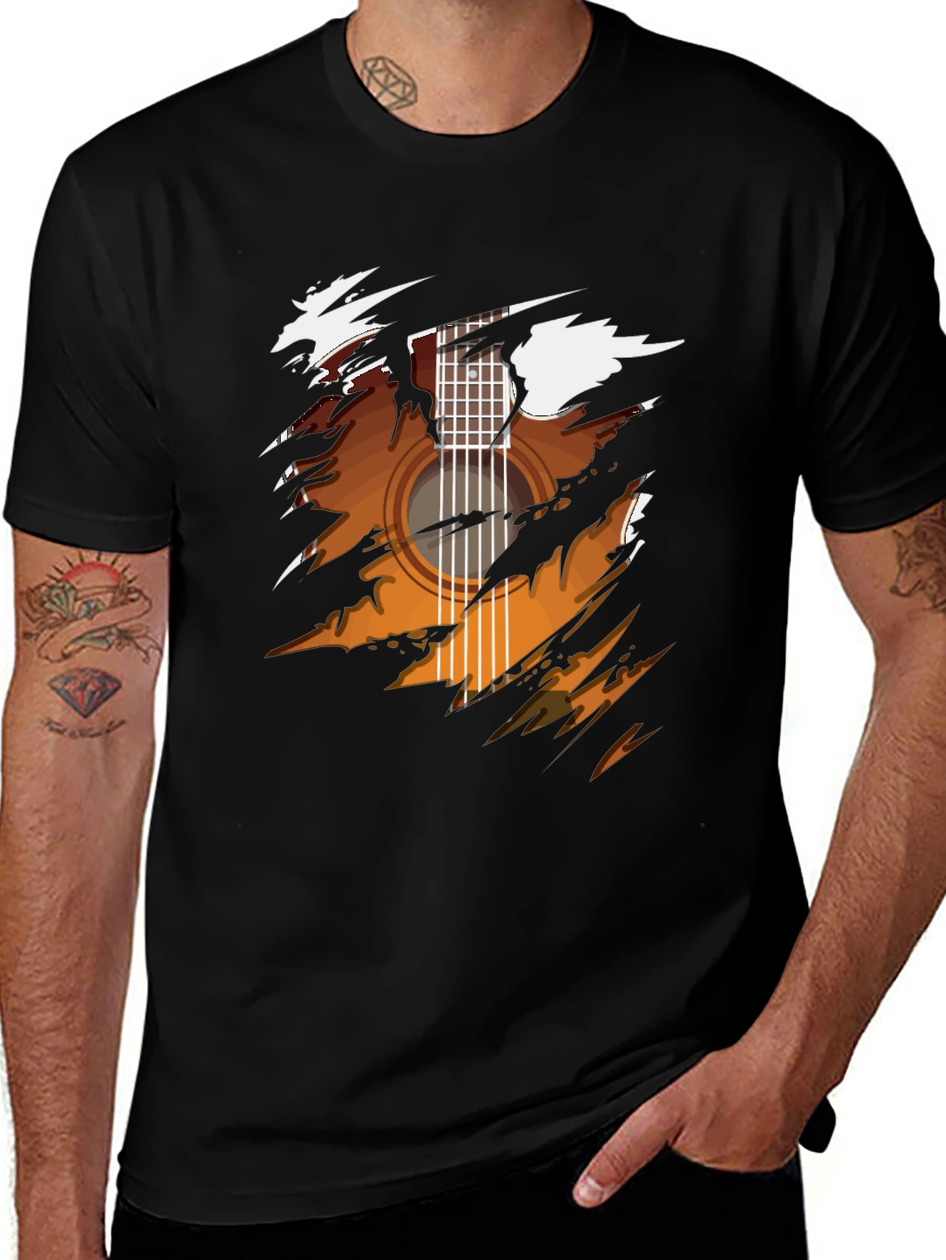 Guitar Graphic Black T-Shirt - Music Lover Tee