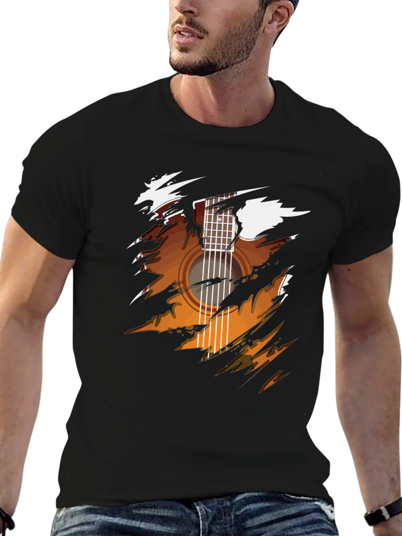 Guitar Graphic Black T-Shirt - Music Lover Tee
