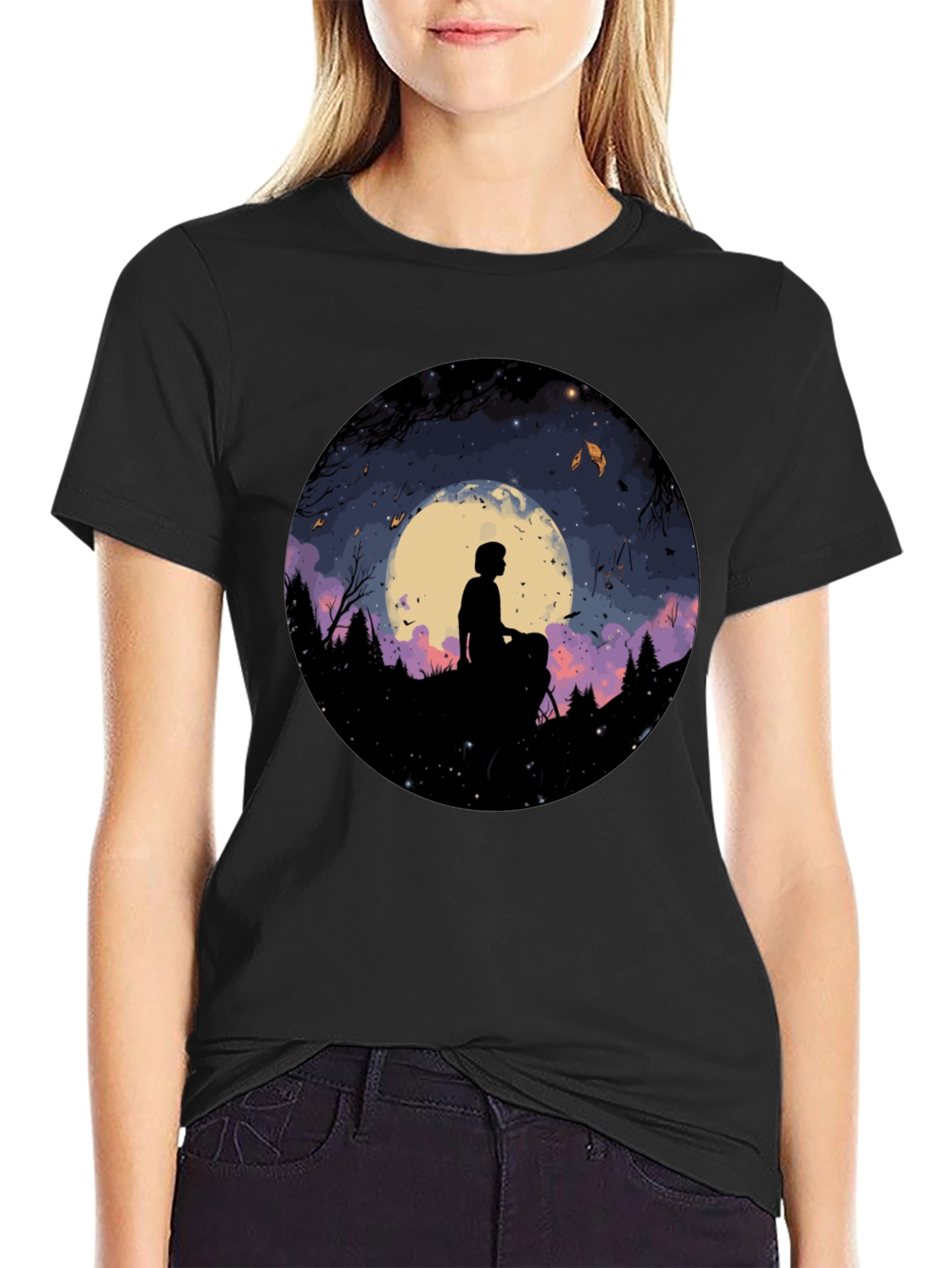 Moonlit Silhouette Graphic Tee - Unisex Black T-Shirt