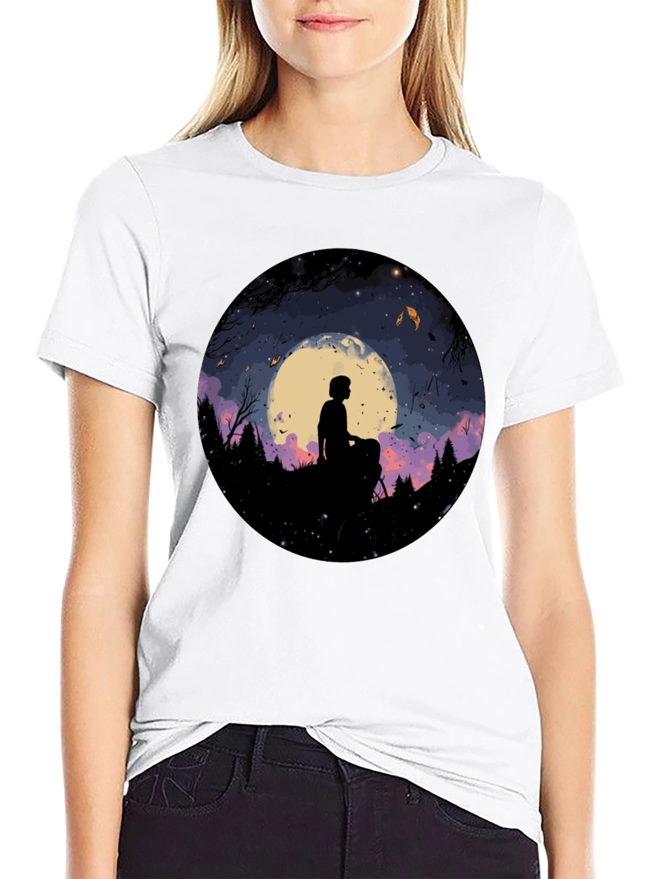 Moonlit Silhouette Graphic Tee - Unisex Black T-Shirt