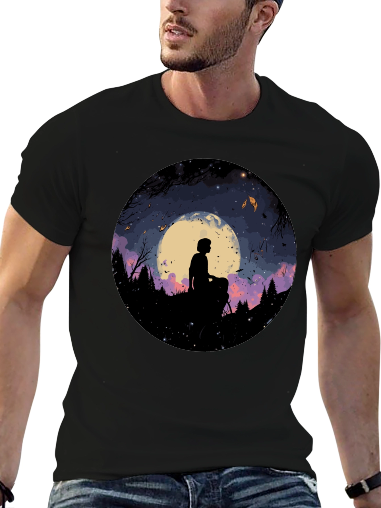 Moonlit Silhouette Graphic Tee - Unisex Black T-Shirt