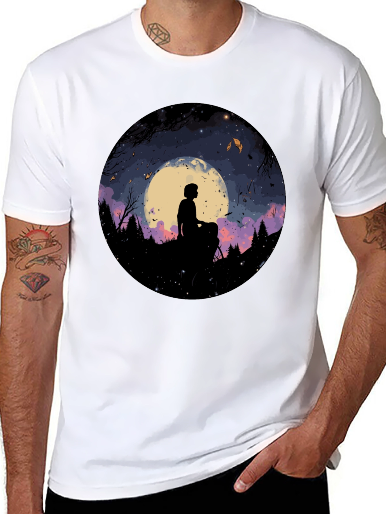 Moonlit Silhouette Graphic Tee - Unisex Black T-Shirt