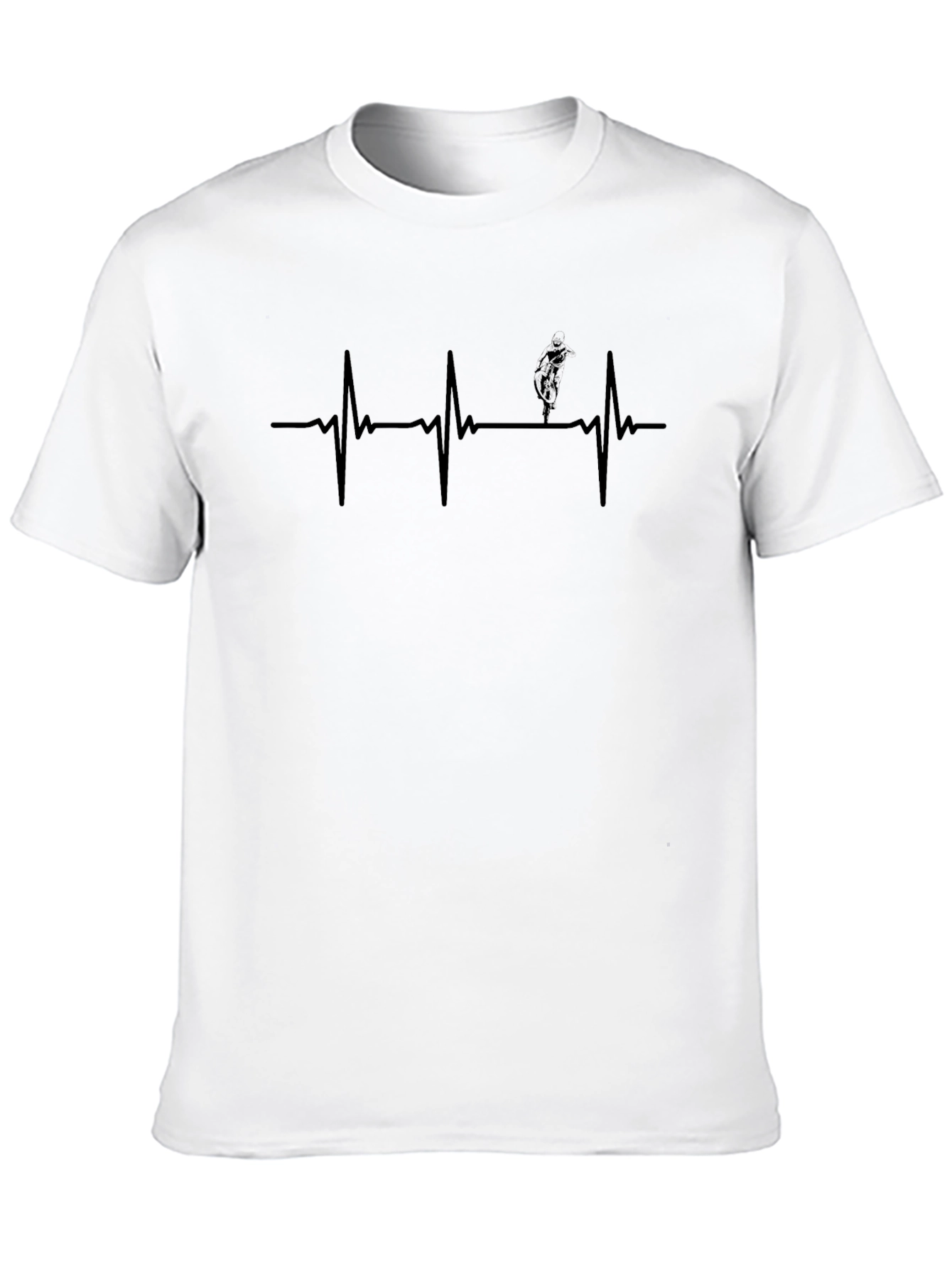 Mens Black Mountain Biking Heartbeat T-Shirt