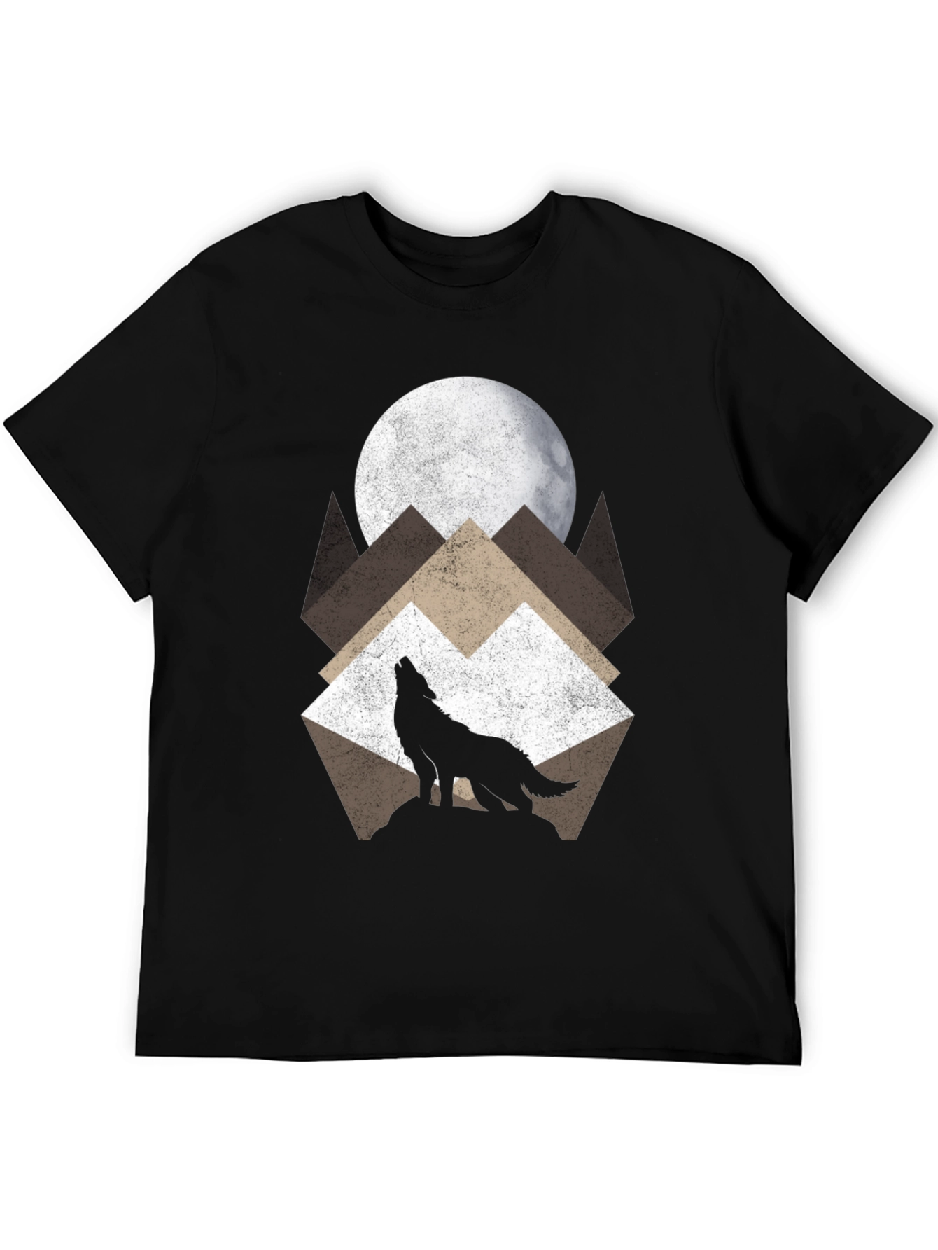 Wolf Howling at Moon Graphic Tee - Black