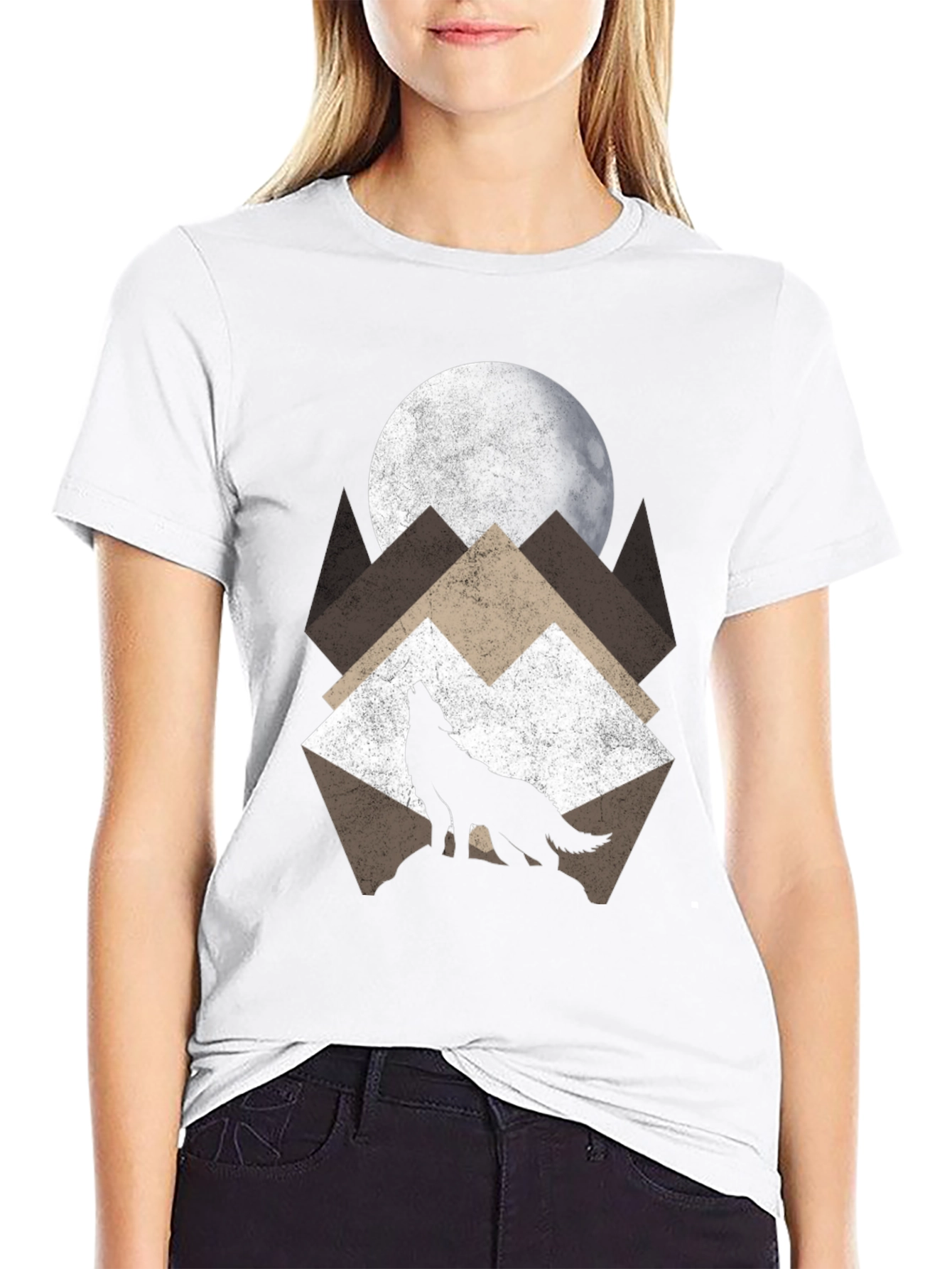 Wolf Howling at Moon Graphic Tee - Black