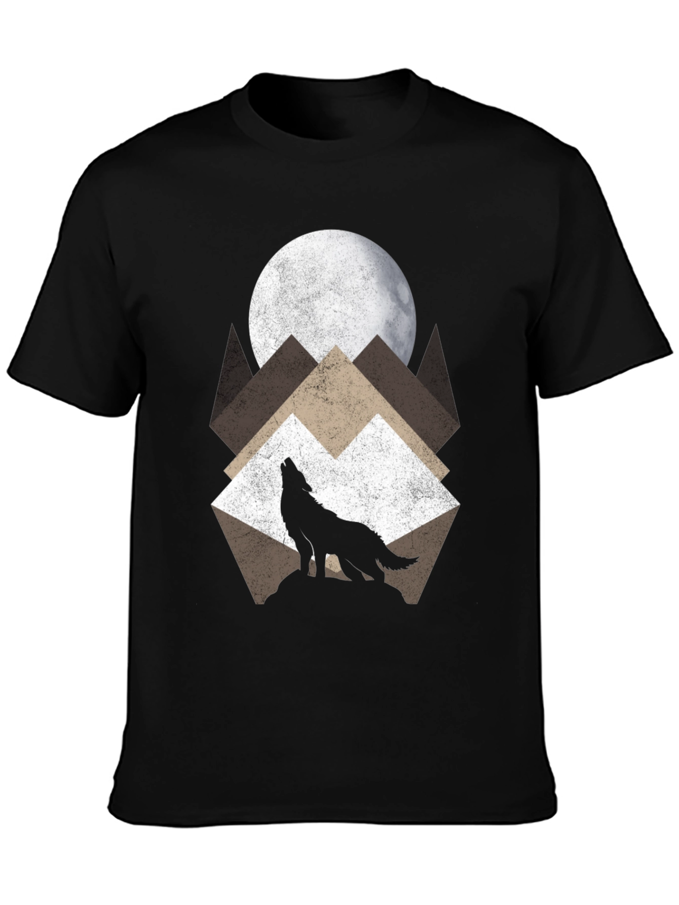 Wolf Howling at Moon Graphic Tee - Black