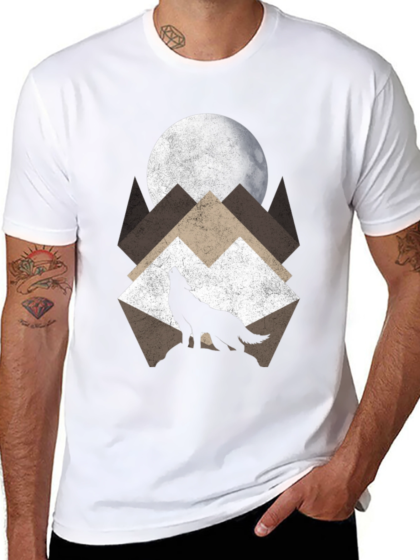 Wolf Howling at Moon Graphic Tee - Black