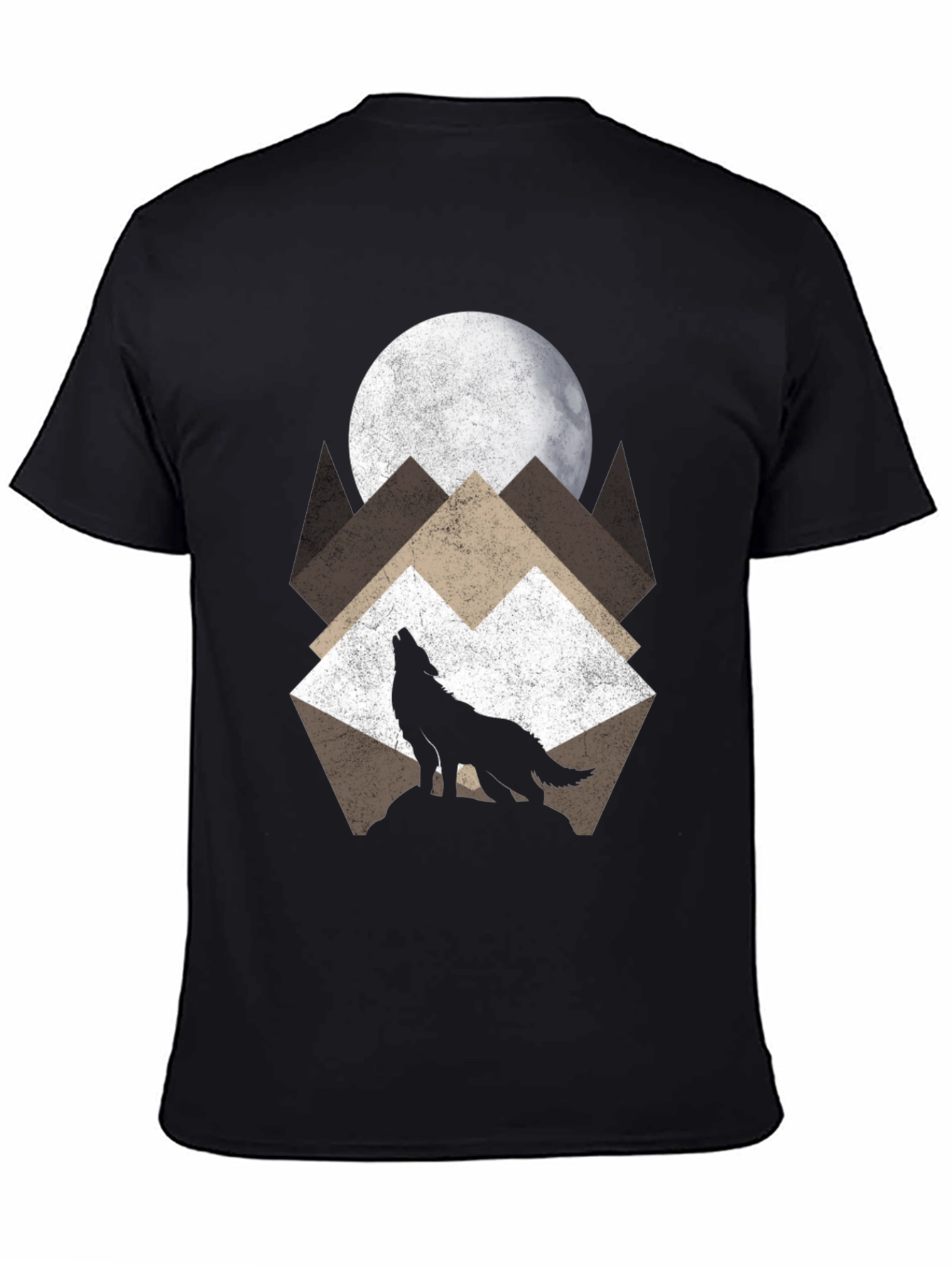 Wolf Howling at Moon Graphic Tee - Black