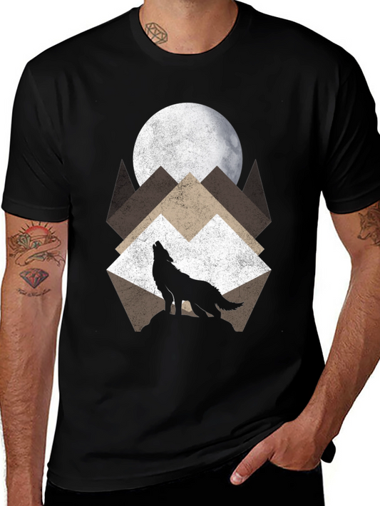 Wolf Howling at Moon Graphic Tee - Black