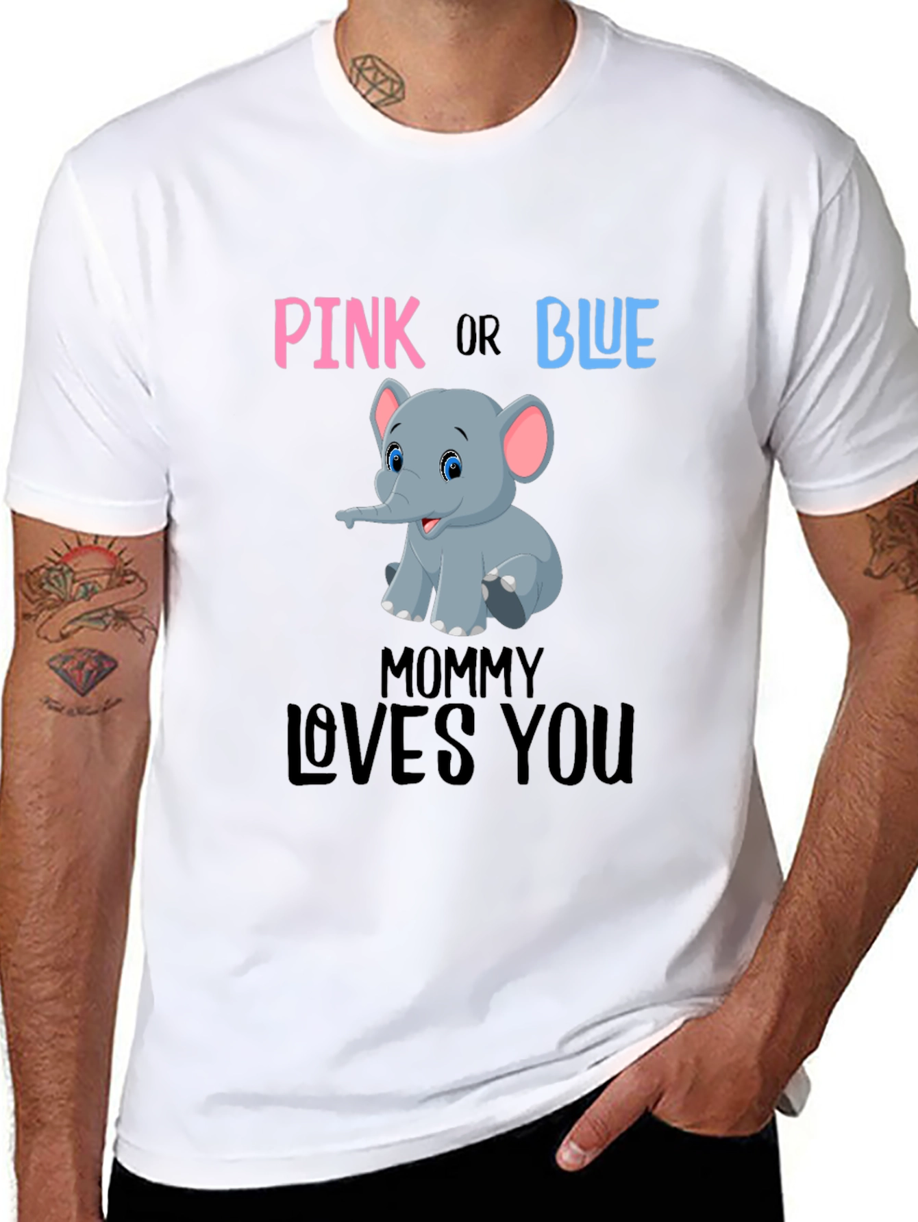 Pink or Blue Elephant Gender Reveal T-Shirt