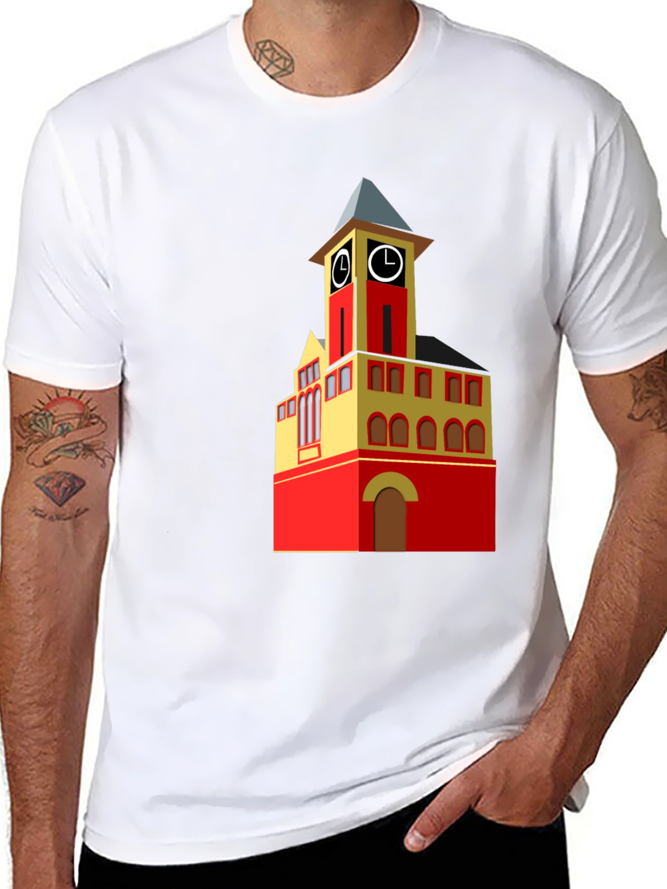 Clock Tower Graphic Tee - Unique Design