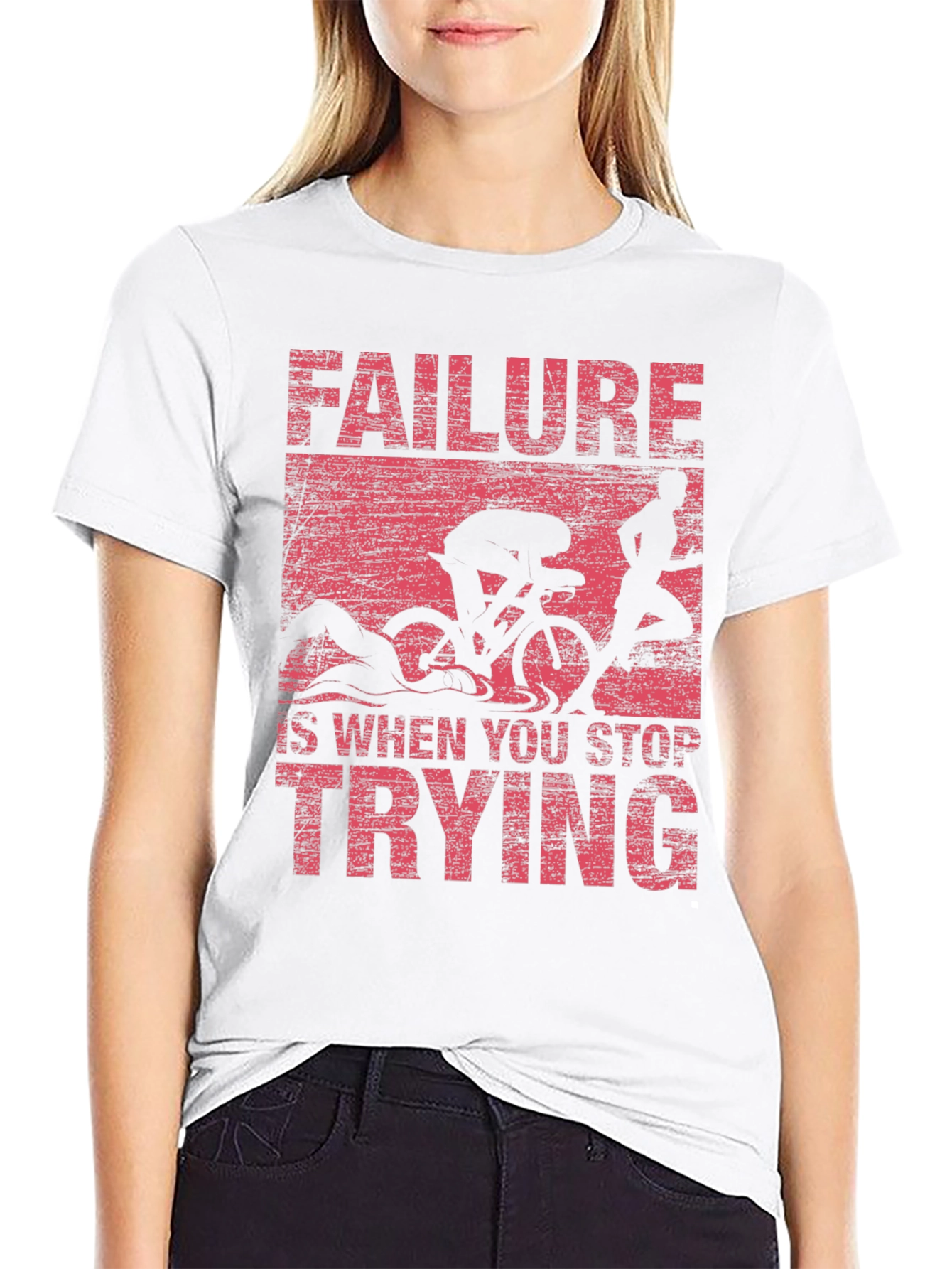 Motivational Triathlon T-Shirt: Never Stop Trying!