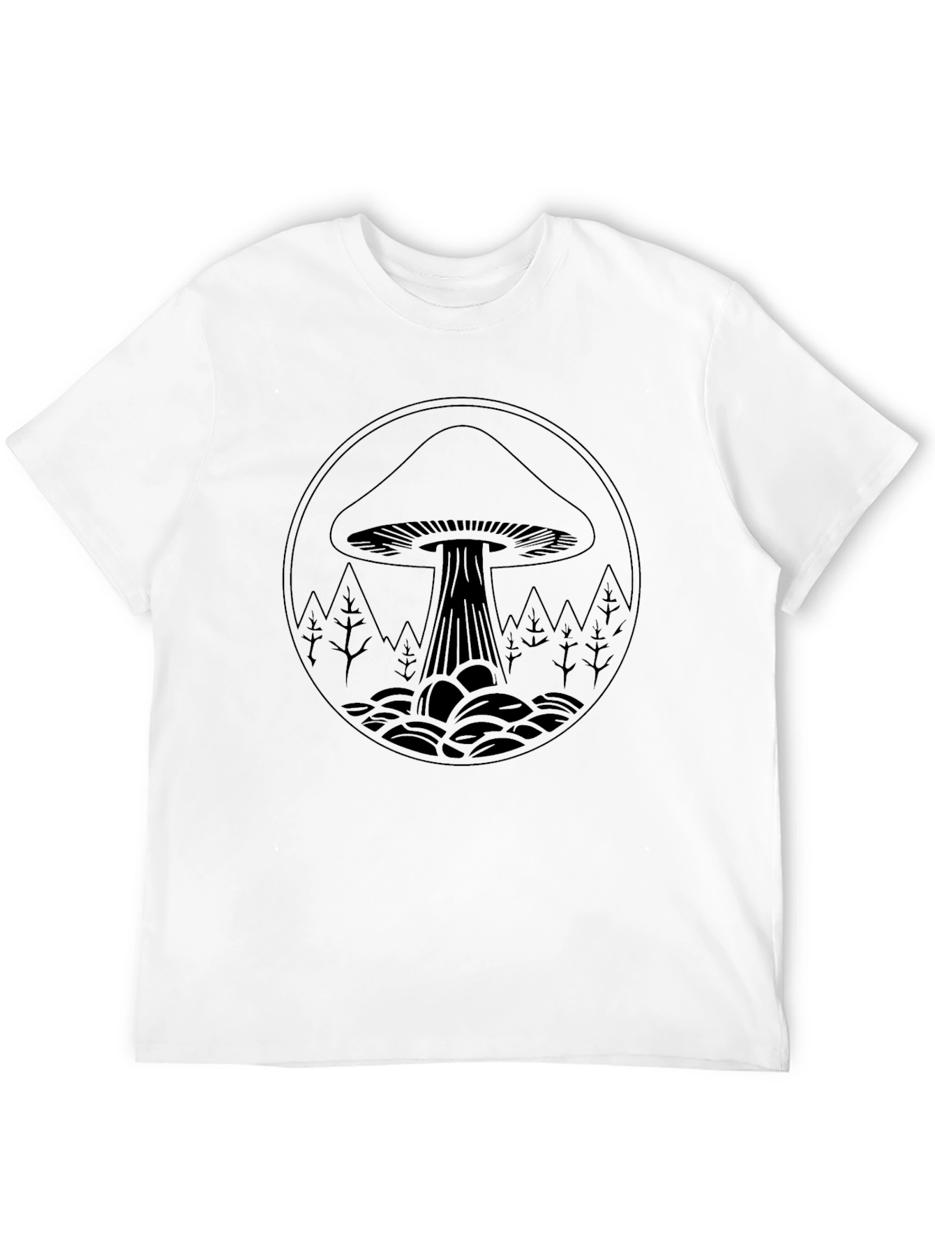 Mushroom Graphic Tee - Black Cotton Blend