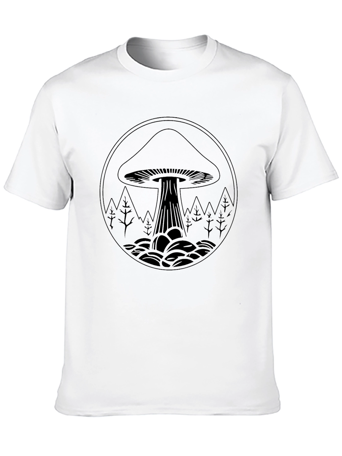 Mushroom Graphic Tee - Black Cotton Blend