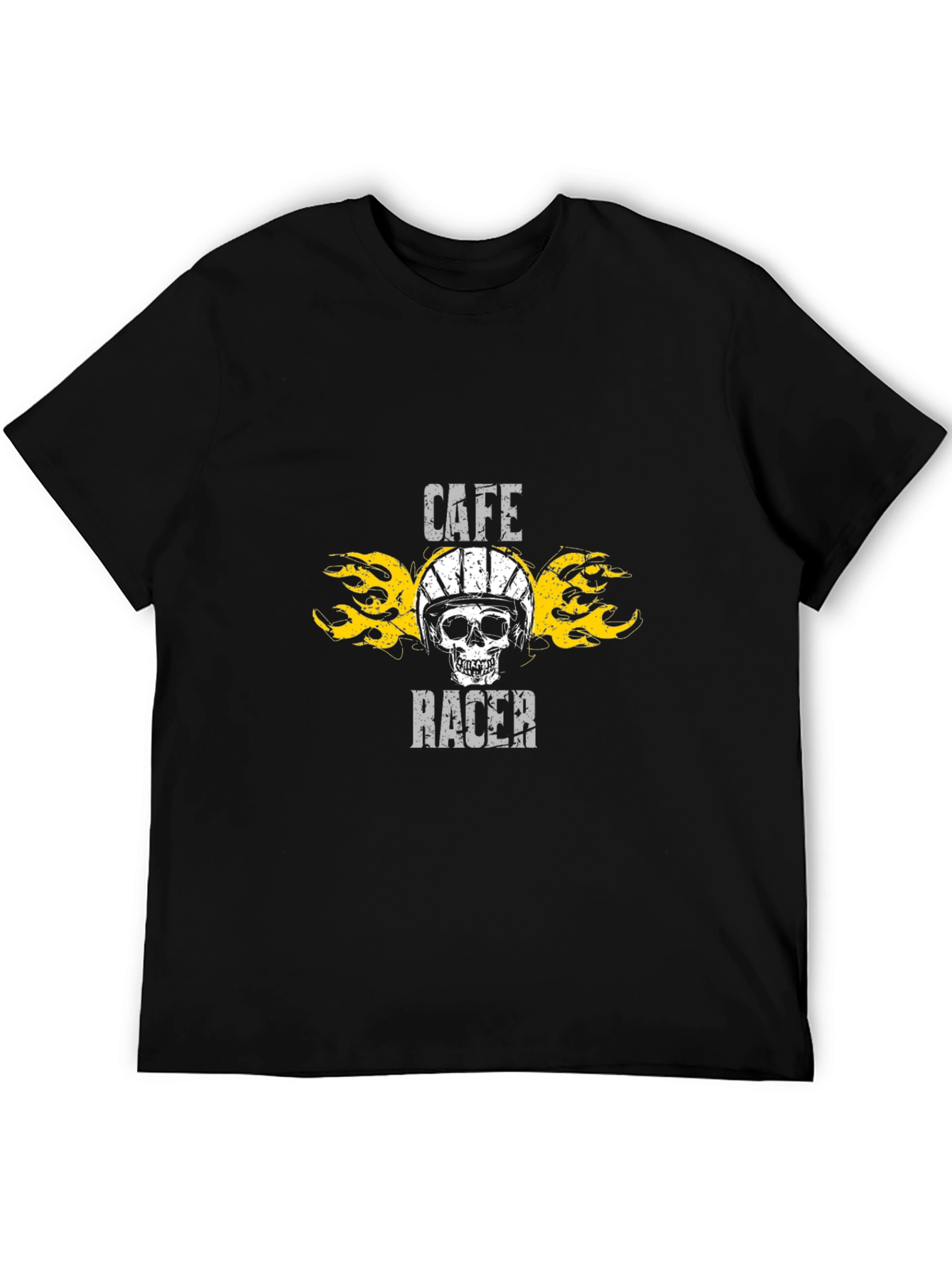 Cafe Racer Skull Graphic Black T-Shirt