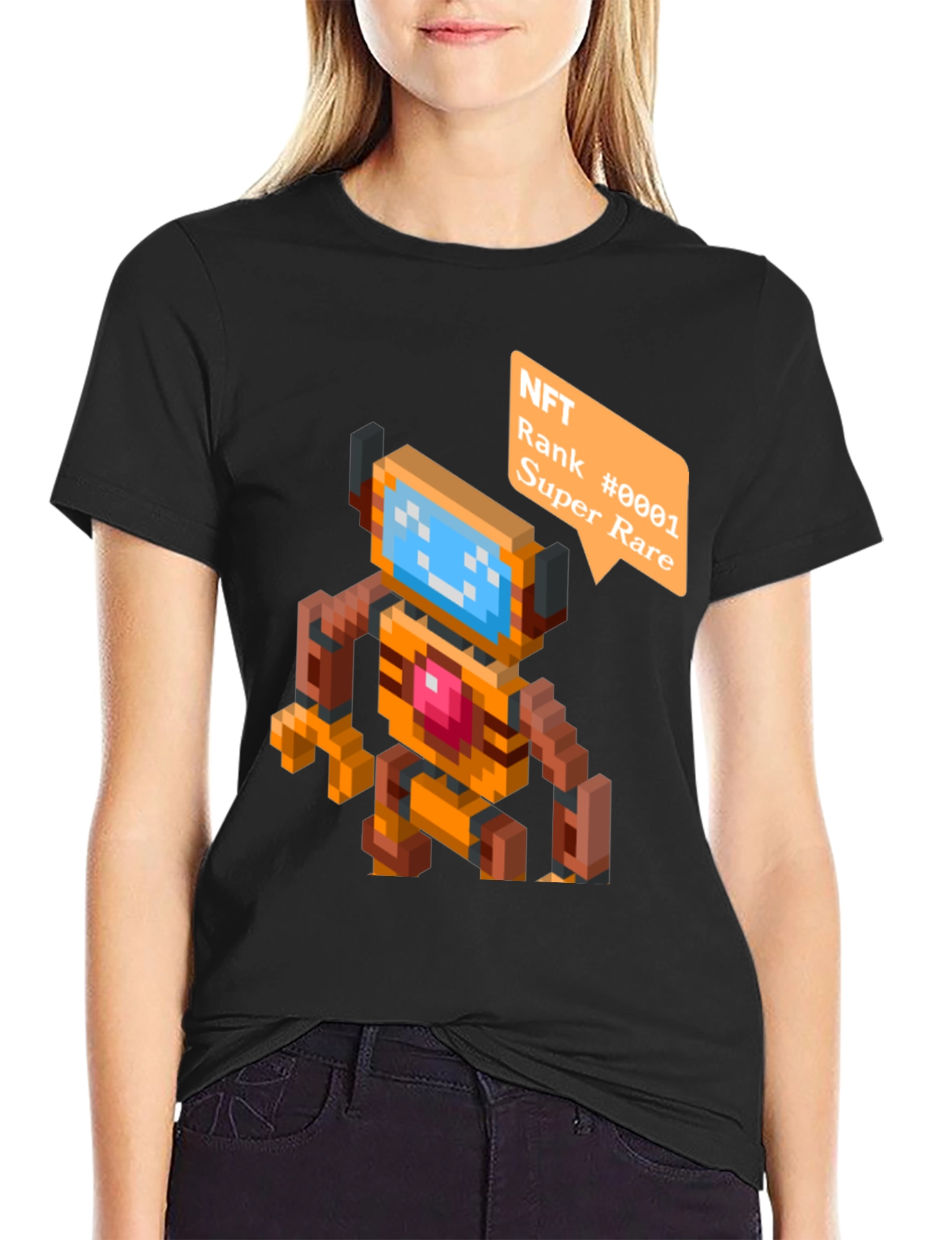Pixelated NFT Robot Graphic Tee