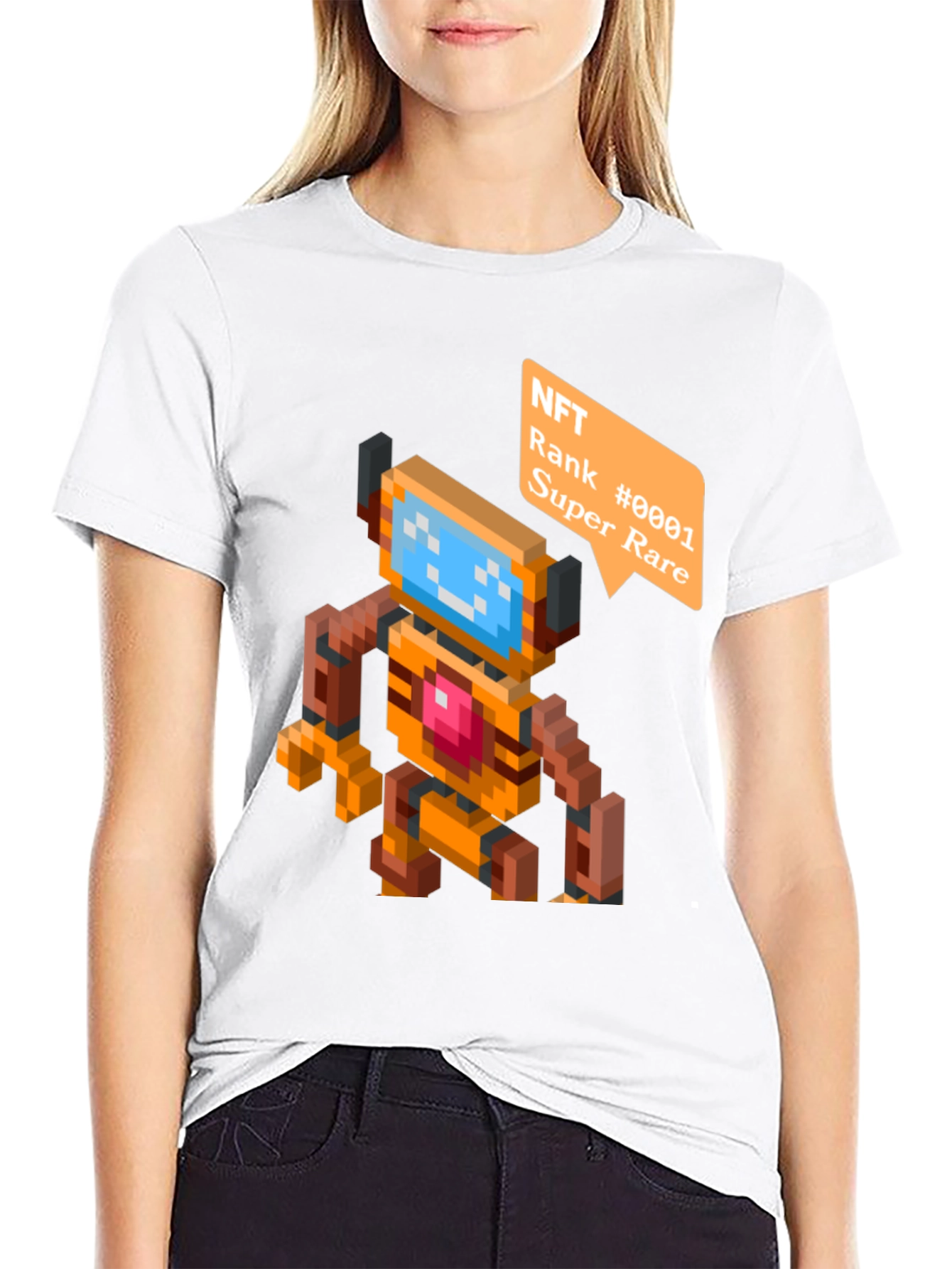 Pixelated NFT Robot Graphic Tee