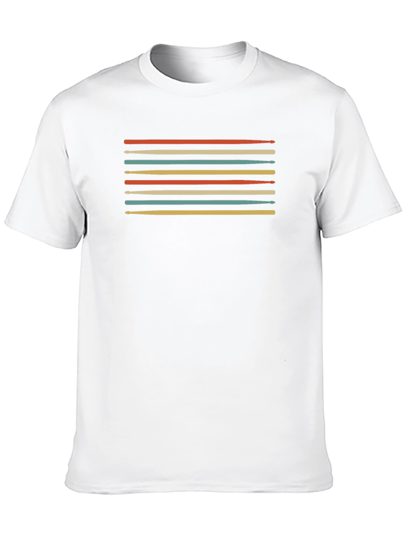 Retro Drumsticks Graphic Tee - Black Cotton T-Shirt