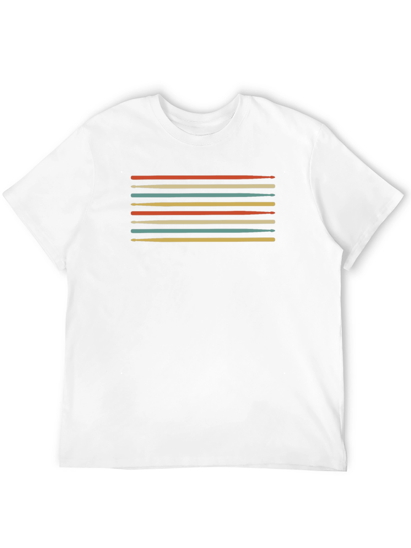 Retro Drumsticks Graphic Tee - Black Cotton T-Shirt