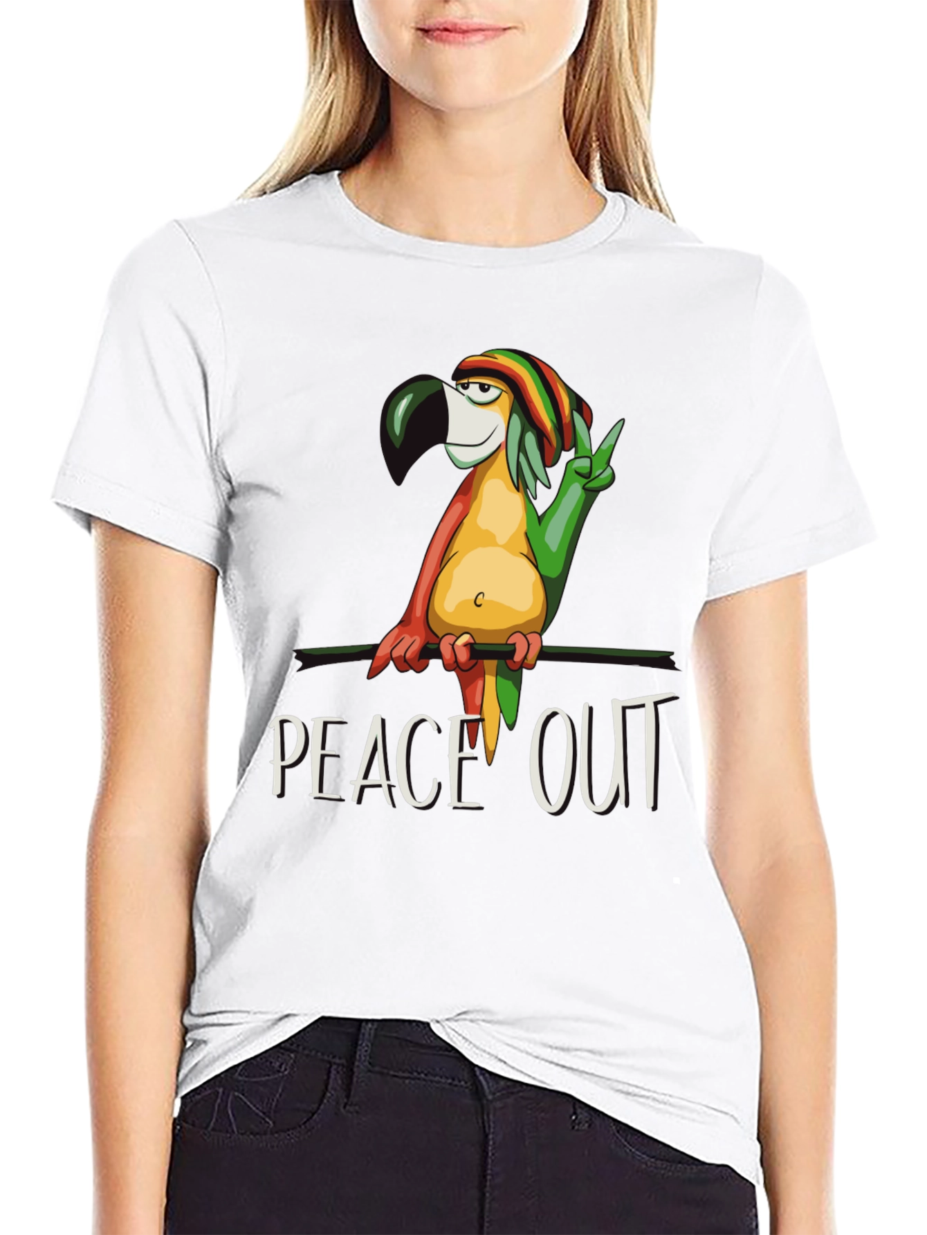 Peace Out Parrot Graphic T-Shirt