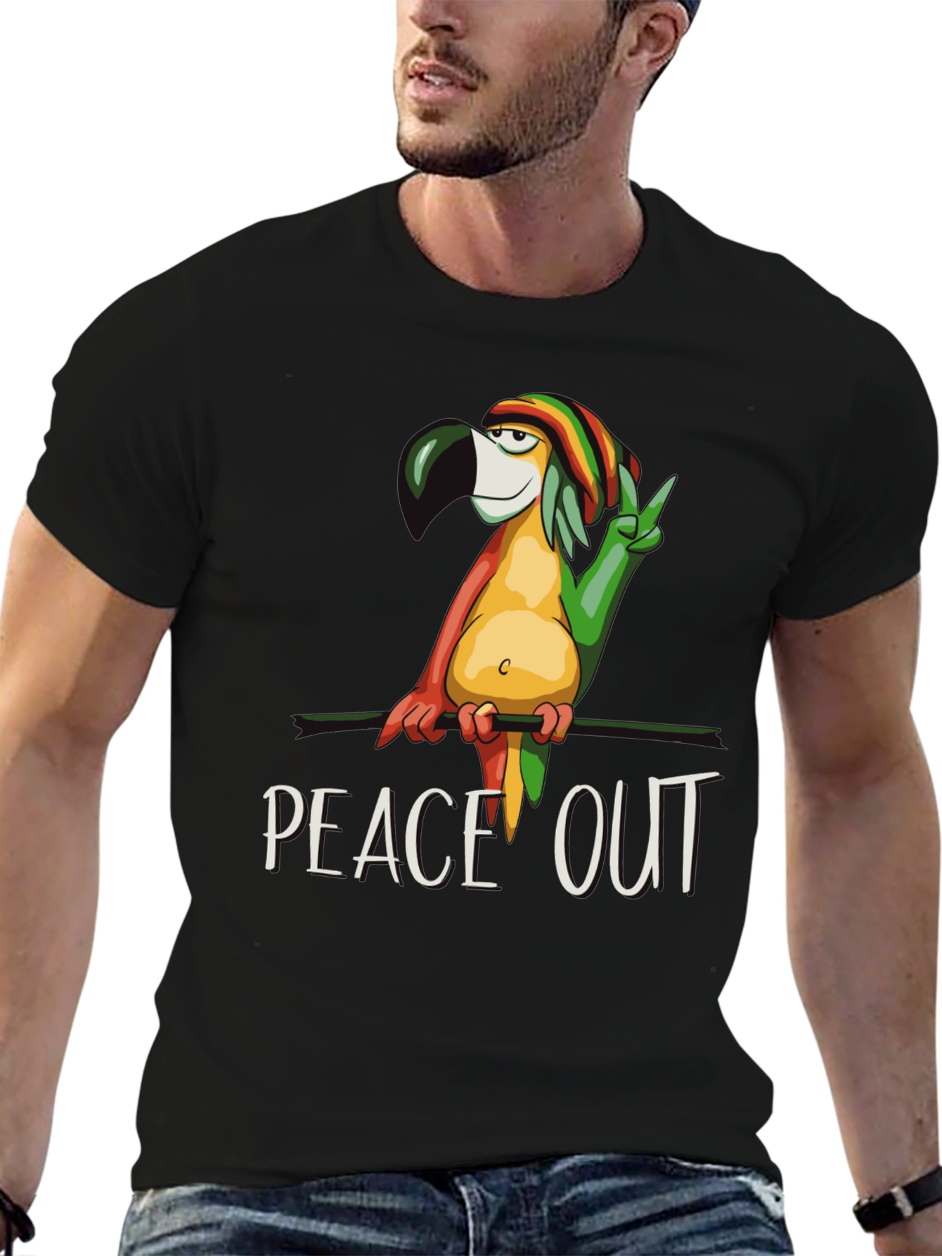 Peace Out Parrot Graphic T-Shirt