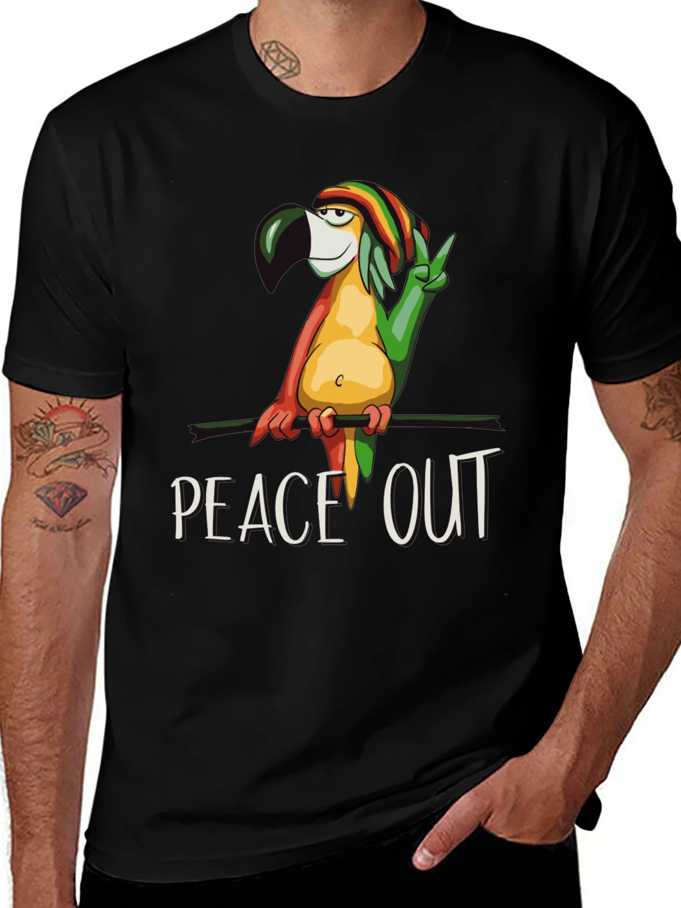 Peace Out Parrot Graphic T-Shirt
