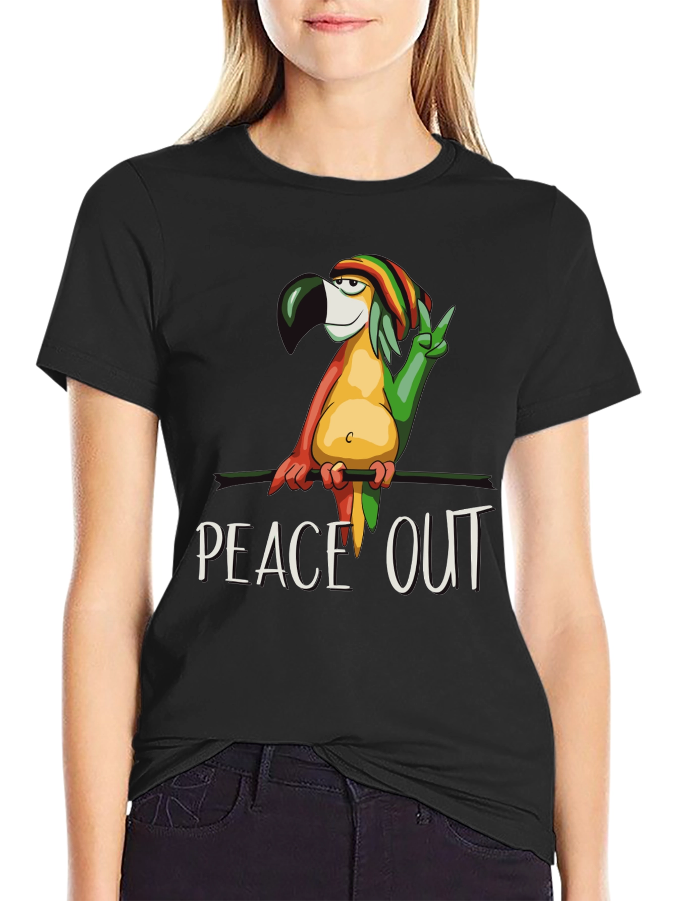 Peace Out Parrot Graphic T-Shirt