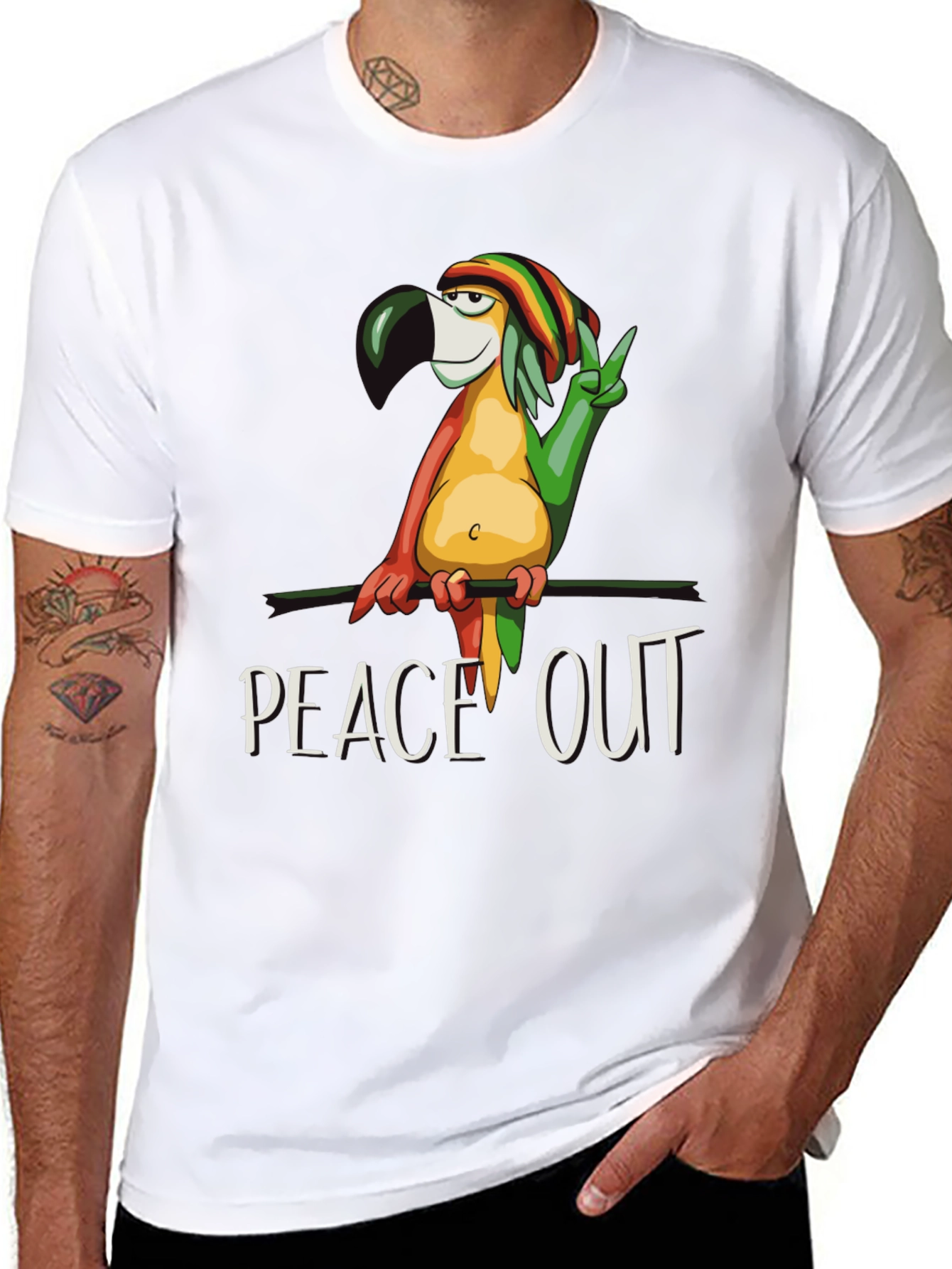 Peace Out Parrot Graphic T-Shirt
