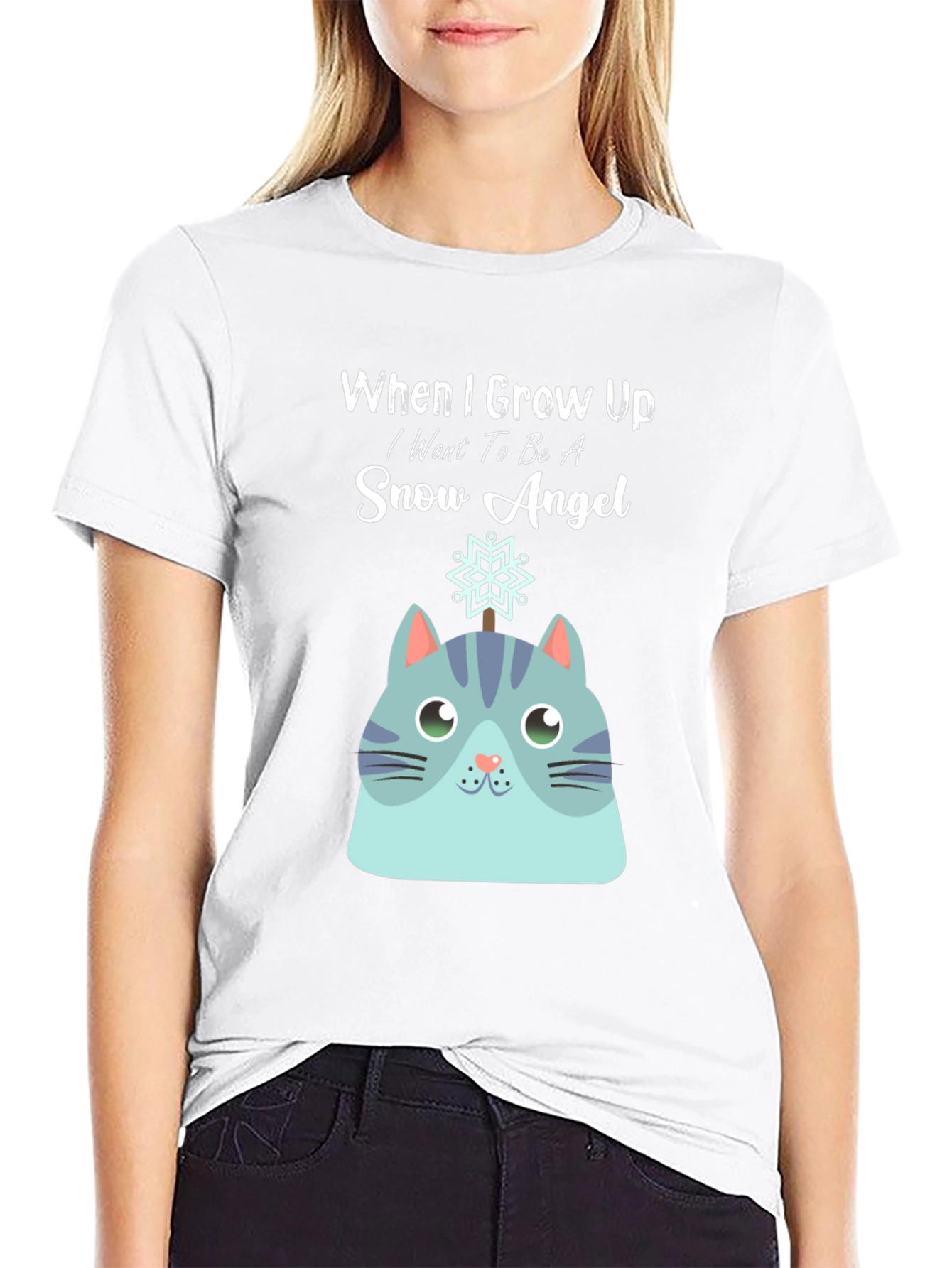 Snow Angel Cat Graphic T-Shirt