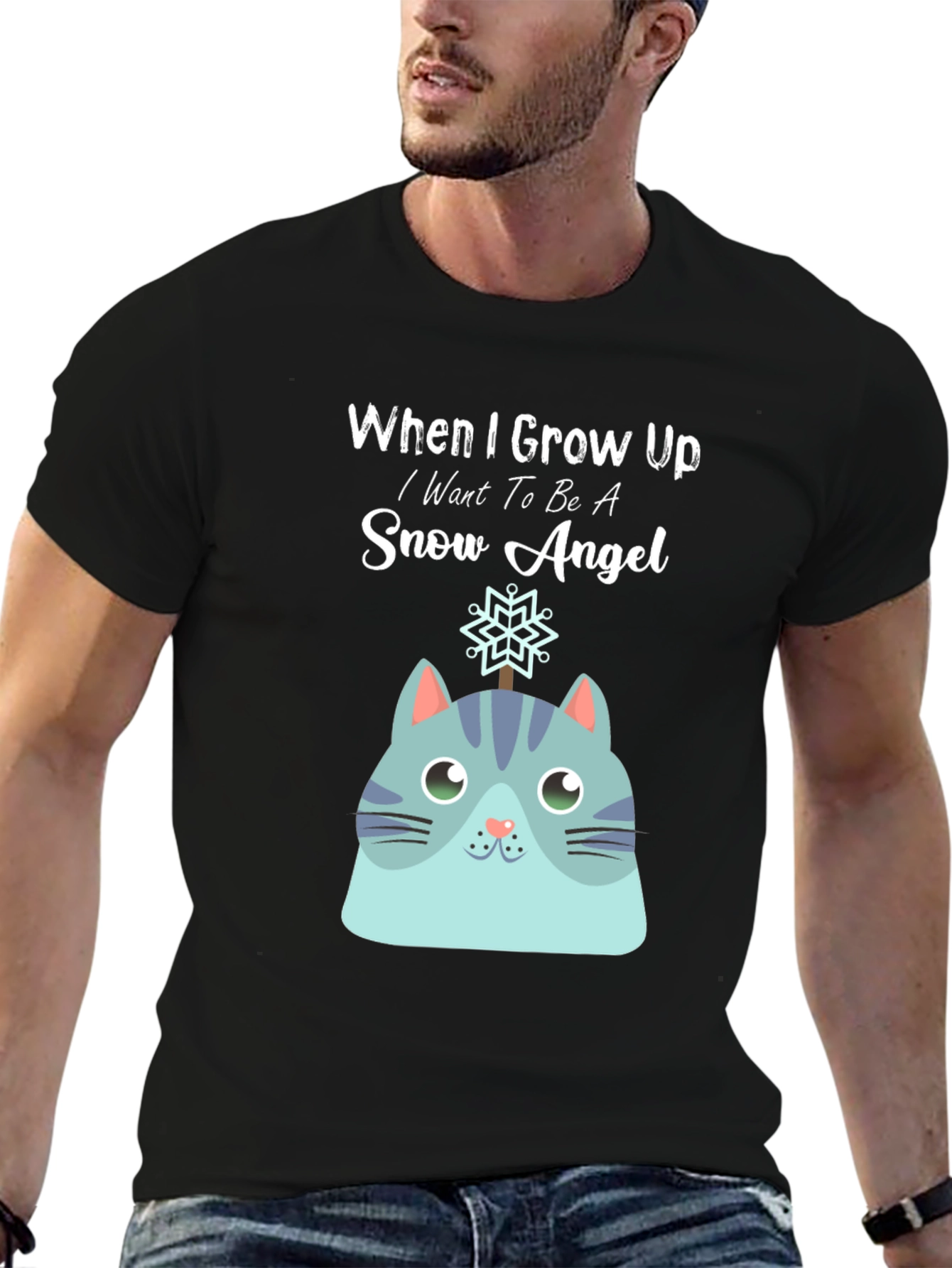 Snow Angel Cat Graphic T-Shirt