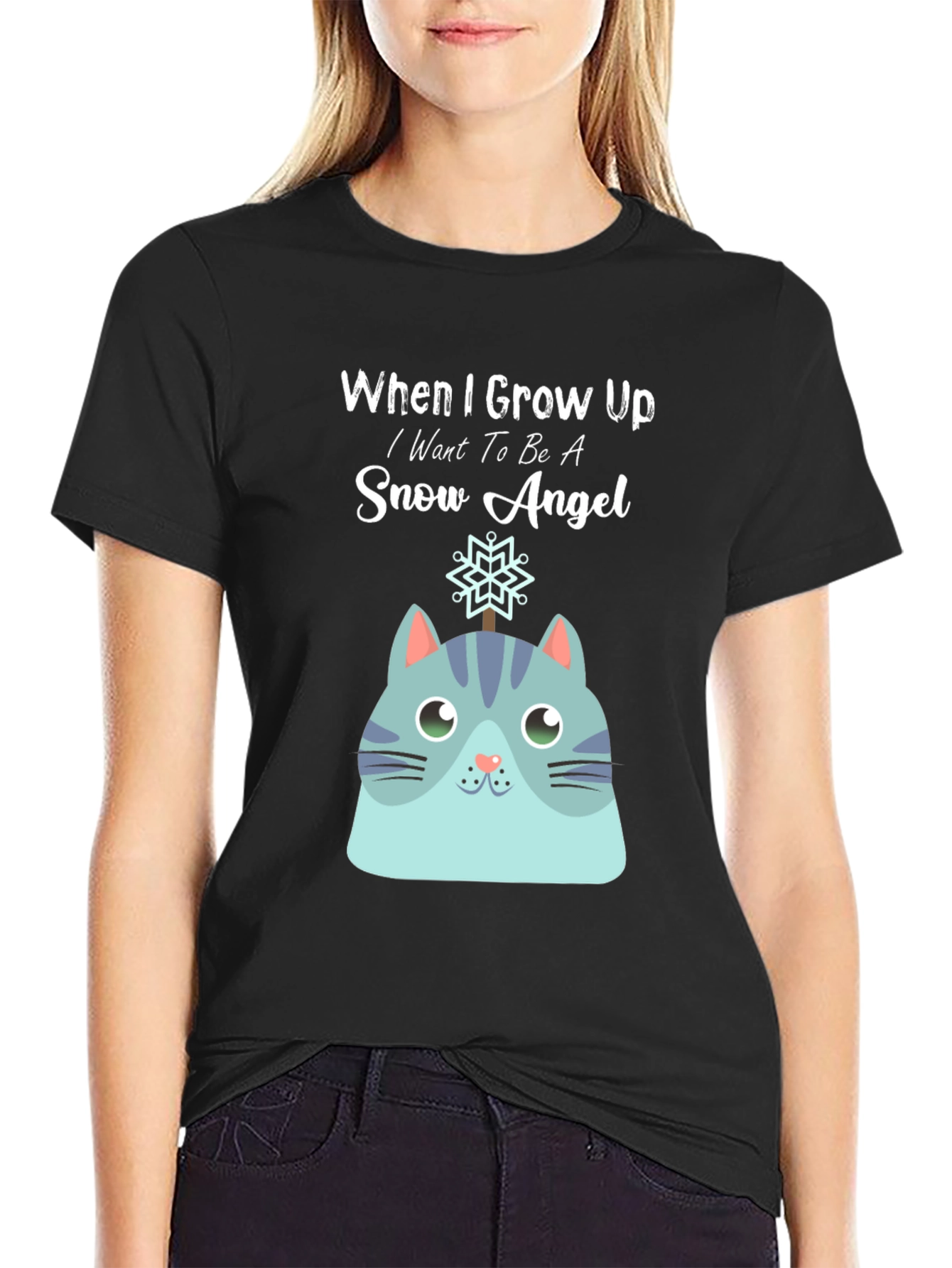 Snow Angel Cat Graphic T-Shirt
