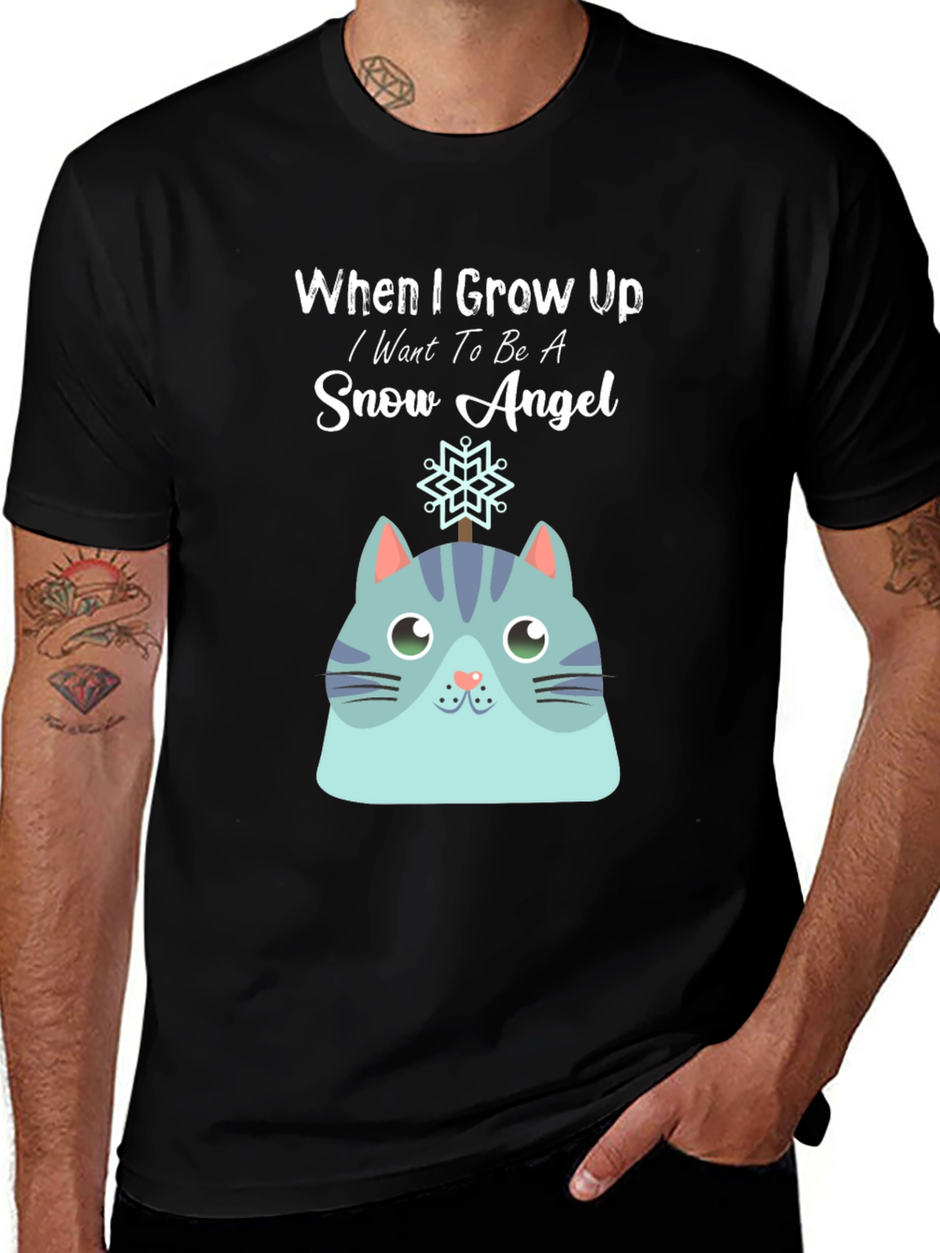 Snow Angel Cat Graphic T-Shirt