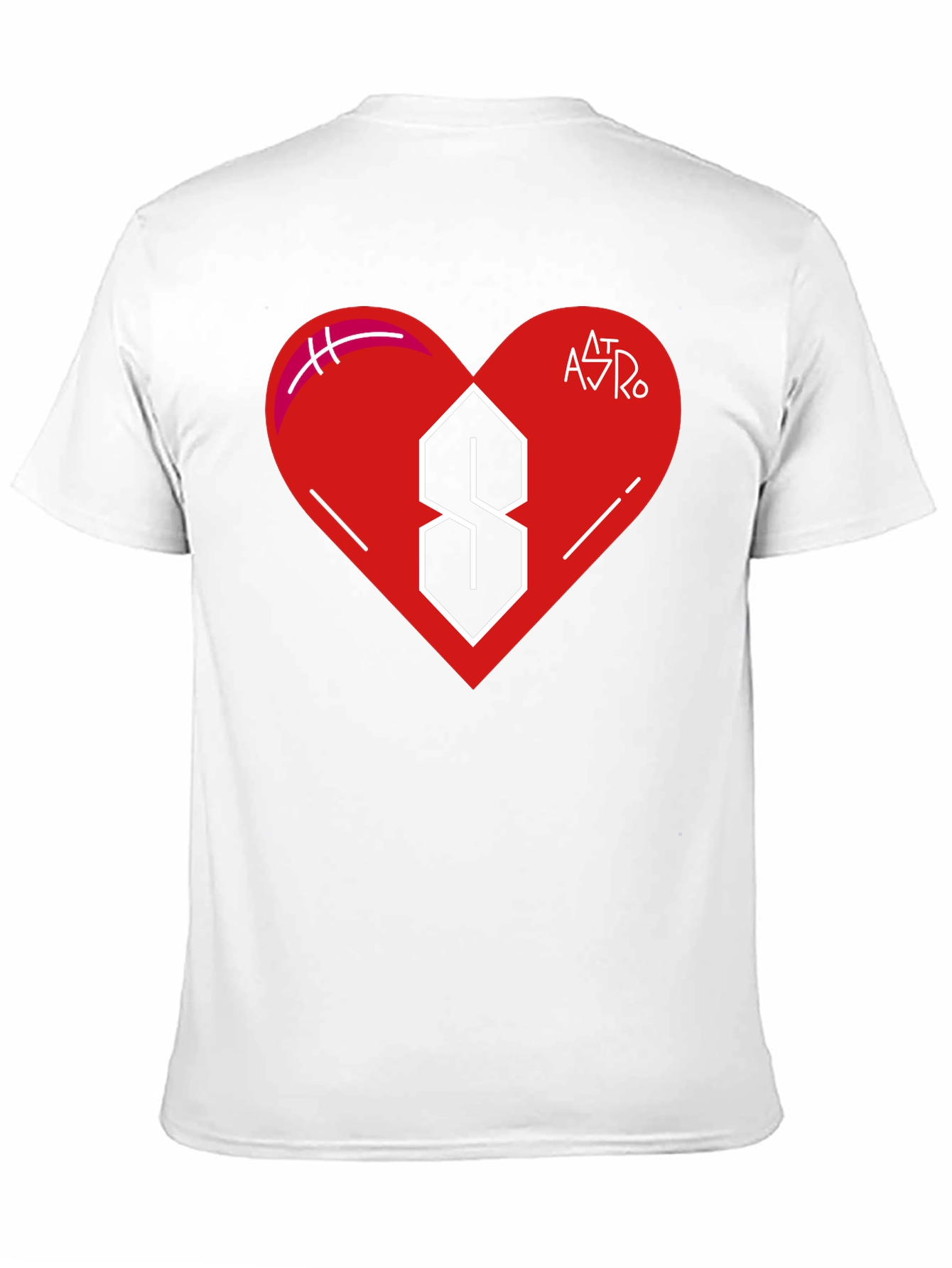 Mens Black T-Shirt with Heart and Letter Graphic