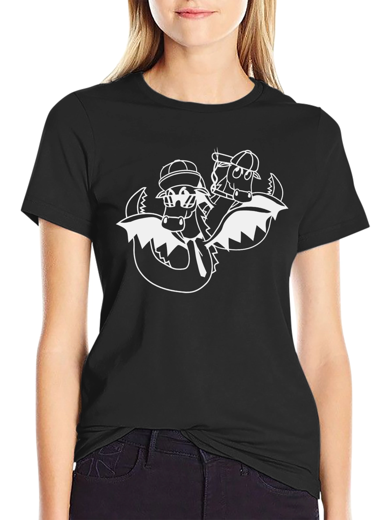 Cool Dragon Cartoon Black T-Shirt