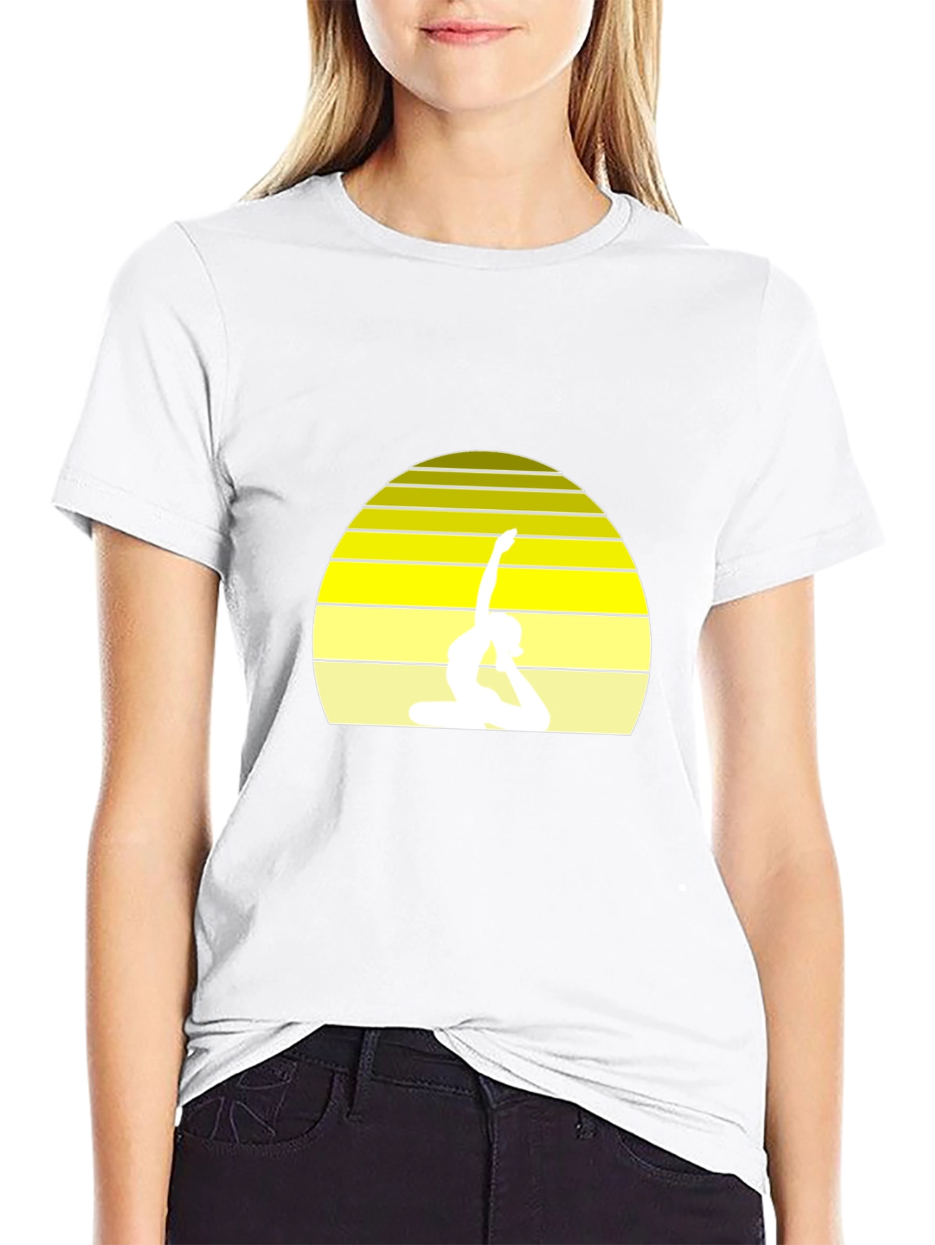 Yoga Silhouette Sunset T-Shirt - Black