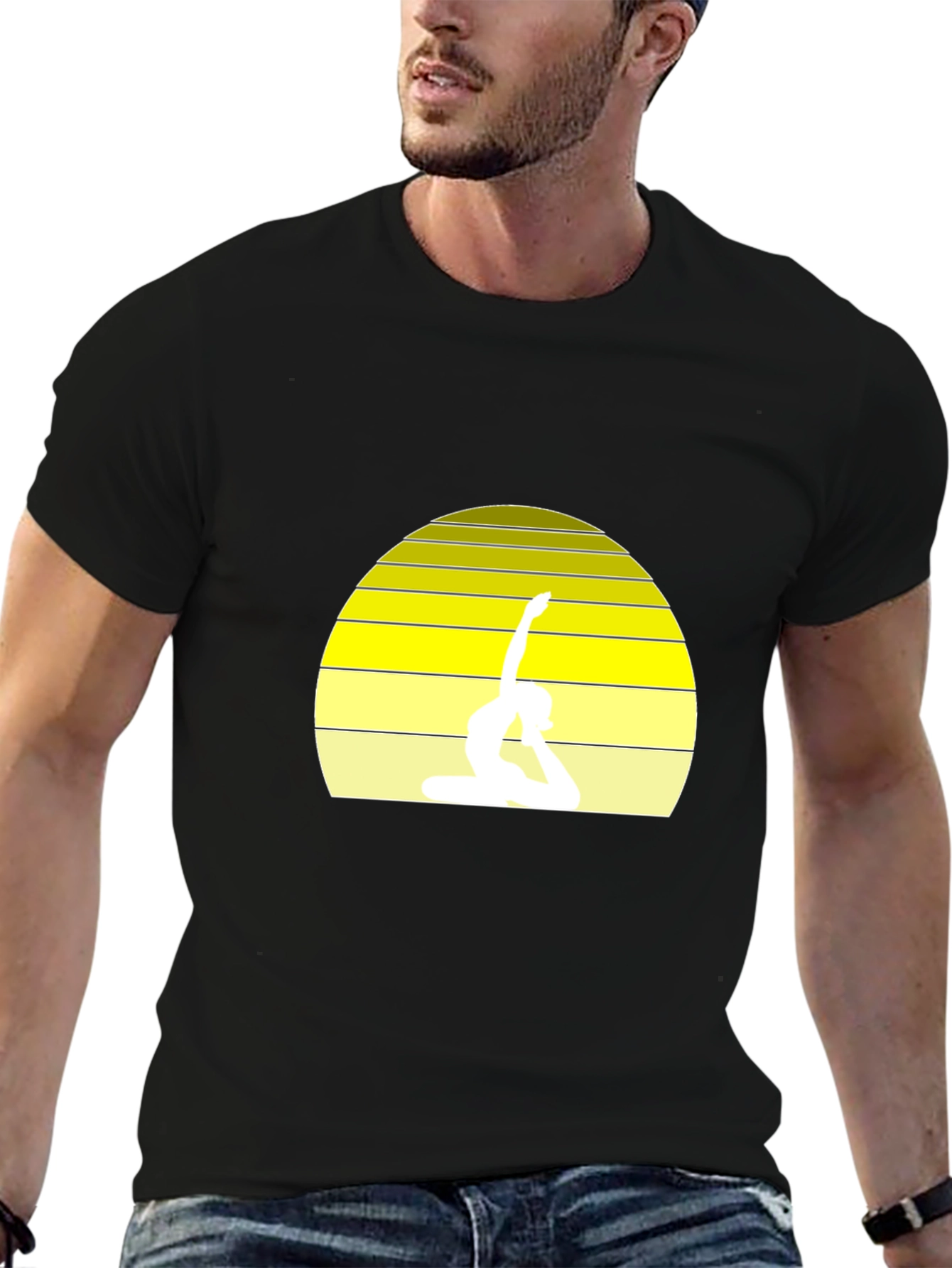 Yoga Silhouette Sunset T-Shirt - Black
