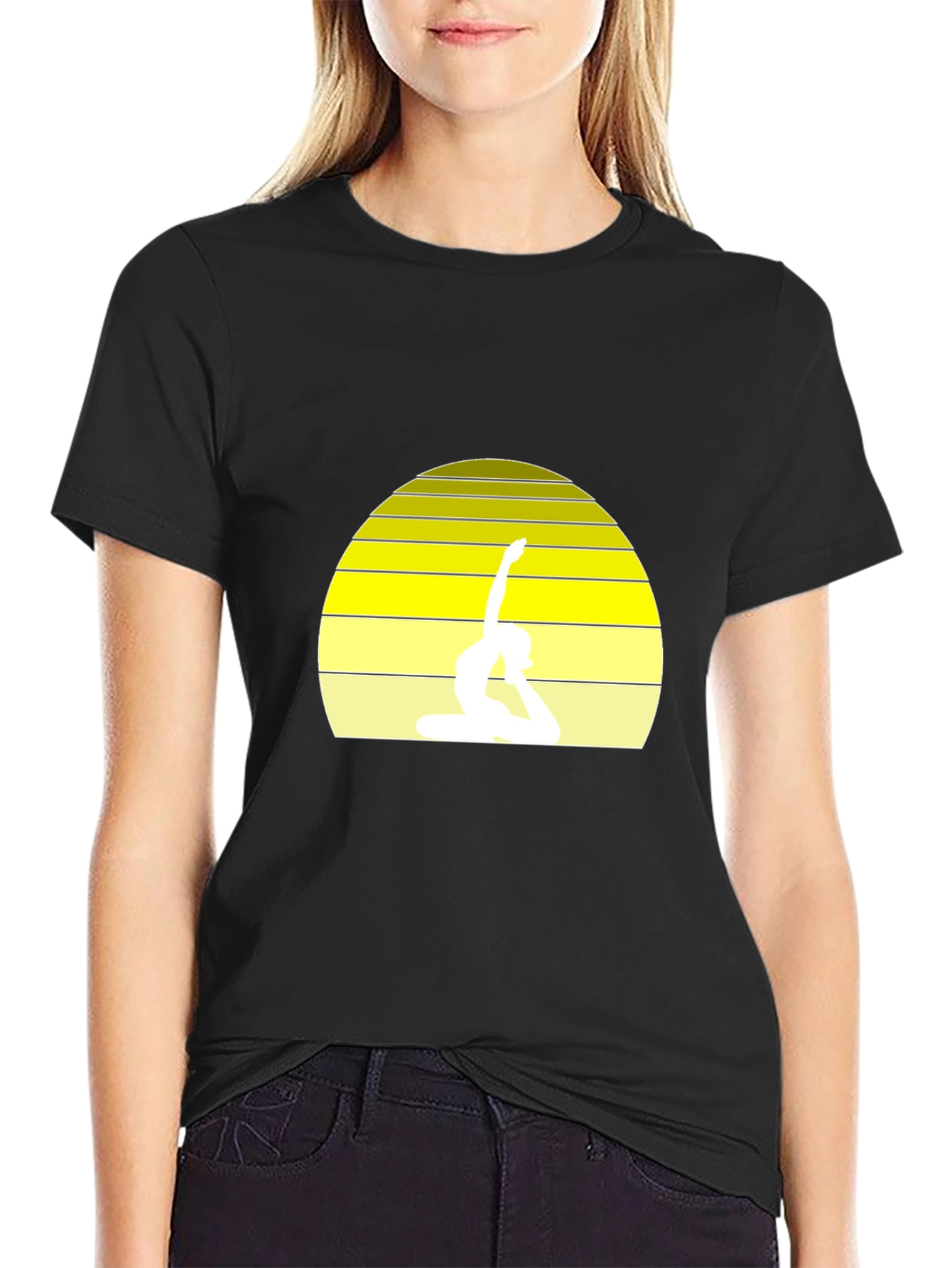 Yoga Silhouette Sunset T-Shirt - Black