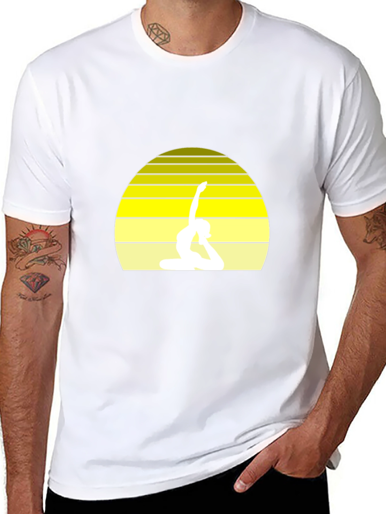 Yoga Silhouette Sunset T-Shirt - Black
