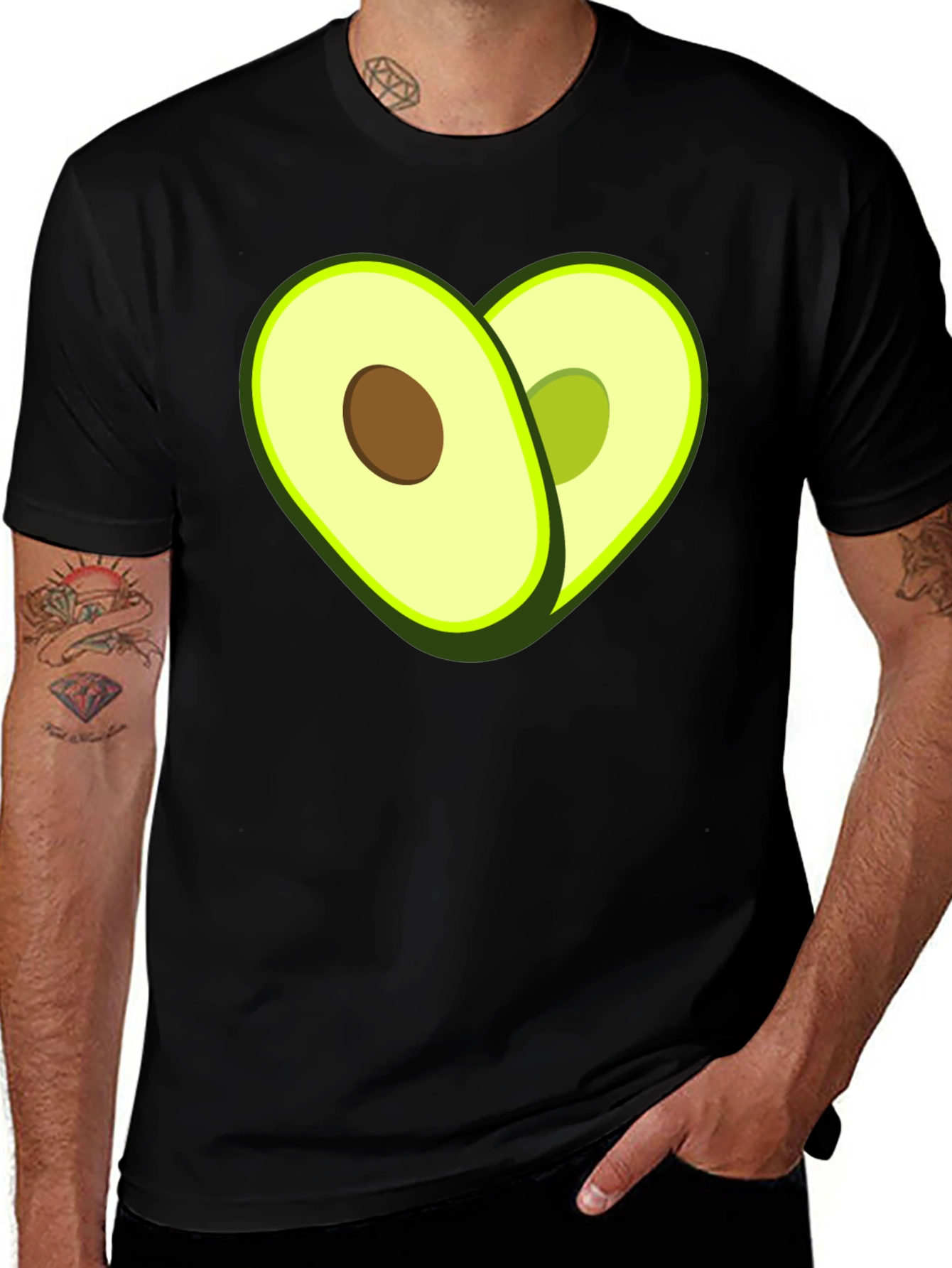 Avocado Heart Graphic T-Shirt - Black